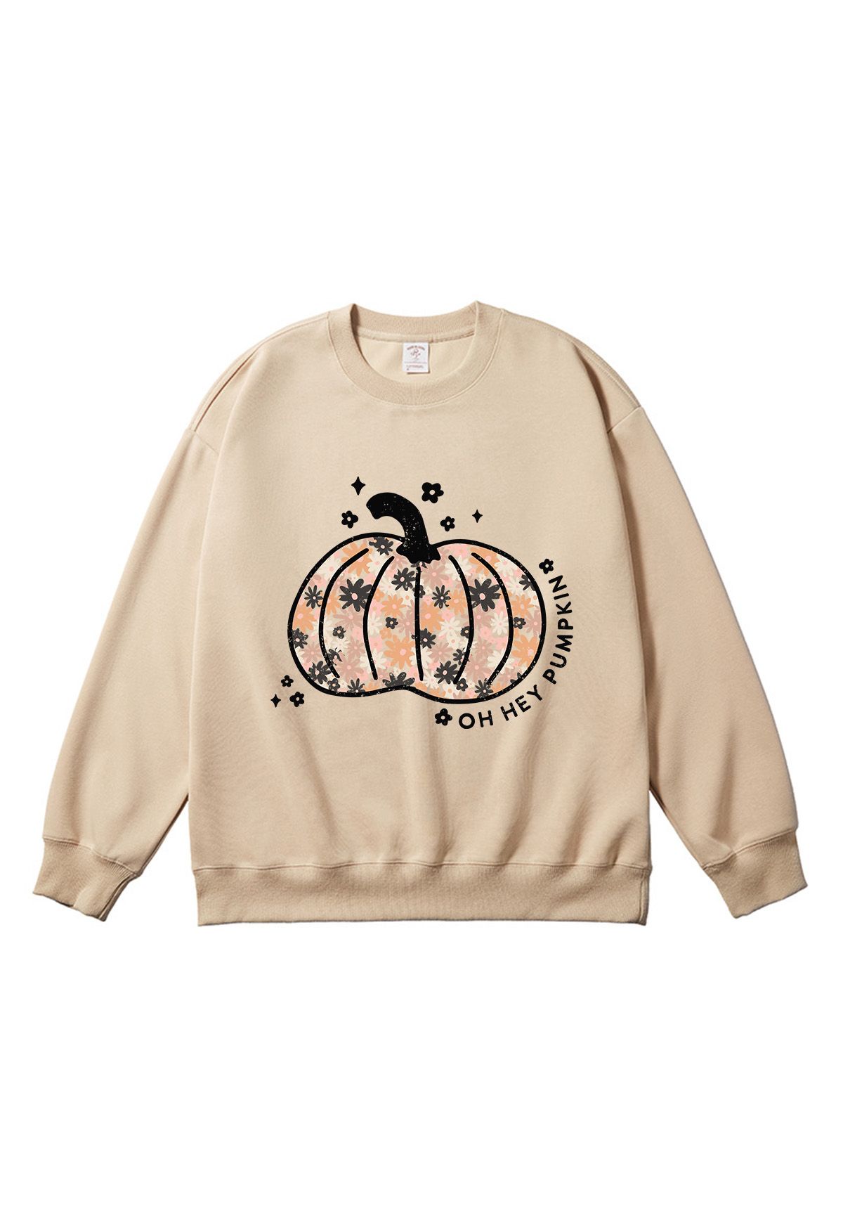 Sudadera con estampado de calabaza y flores