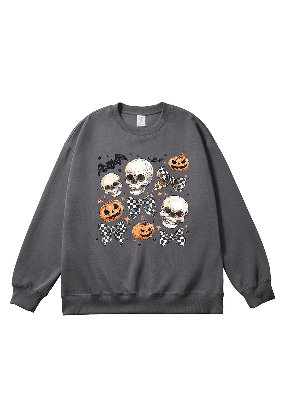 Sudadera con estampado de calaveras y lazos a cuadros