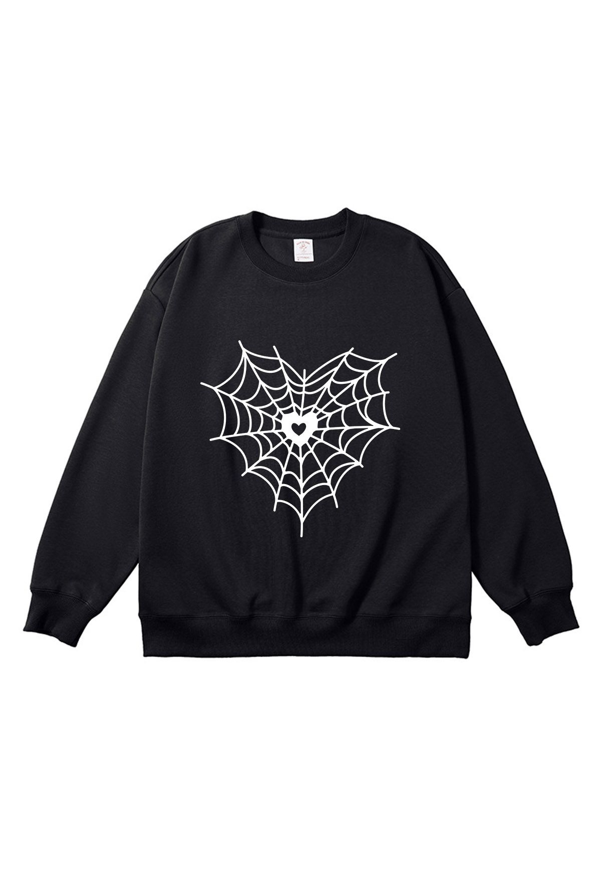 Sudadera con estampado de telaraña y corazón blanco