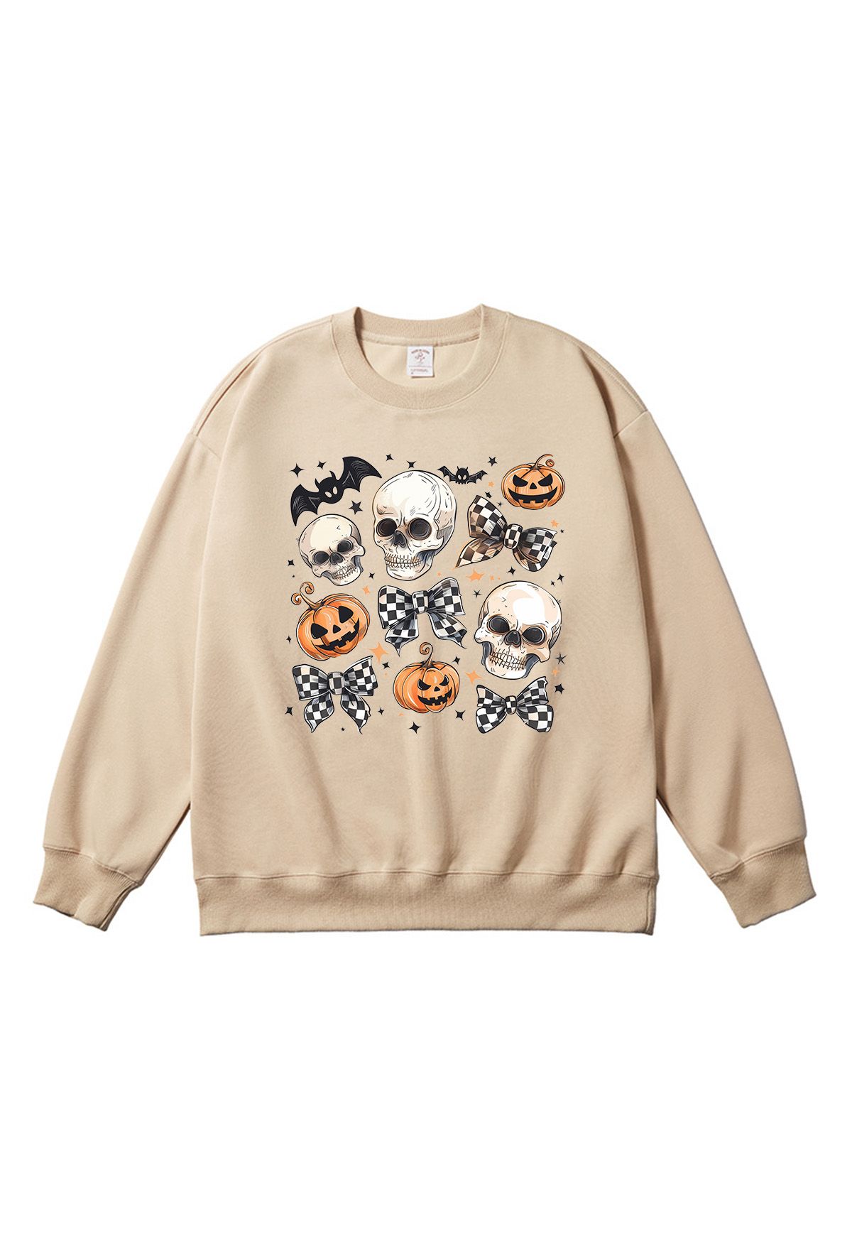 Sudadera con estampado de calaveras y lazos a cuadros