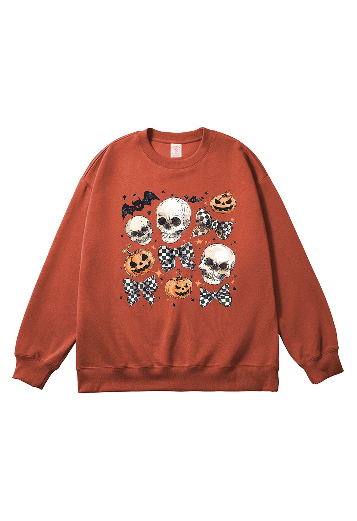 Sudadera con estampado de calaveras y lazos a cuadros