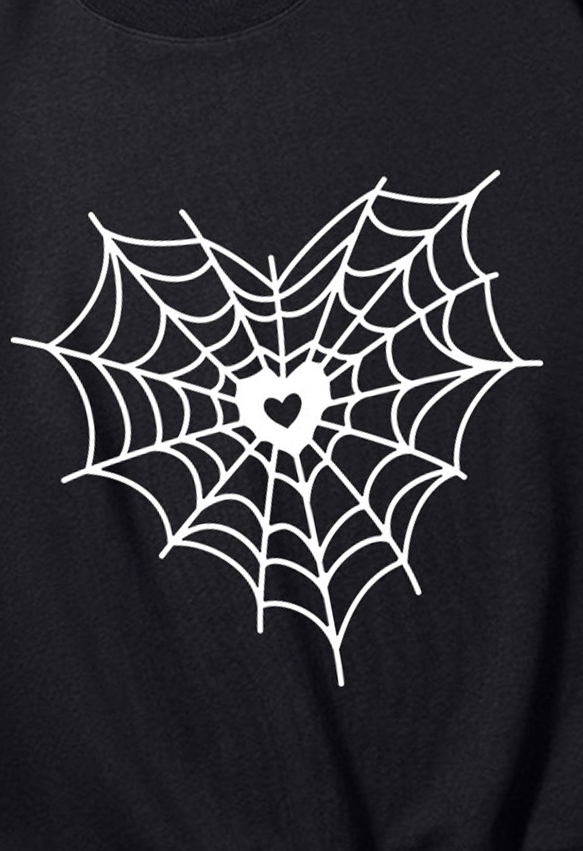 Sudadera con estampado de telaraña y corazón blanco