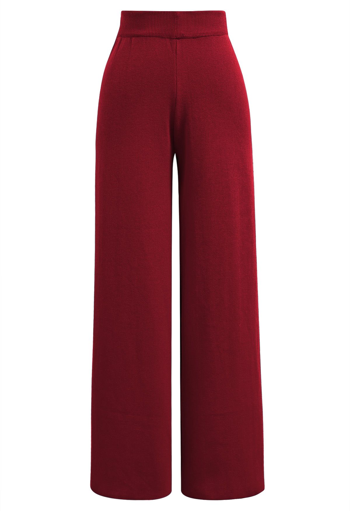 Conjunto de pantalón y cárdigan de punto con bolsillos de parche y botones dorados en rojo