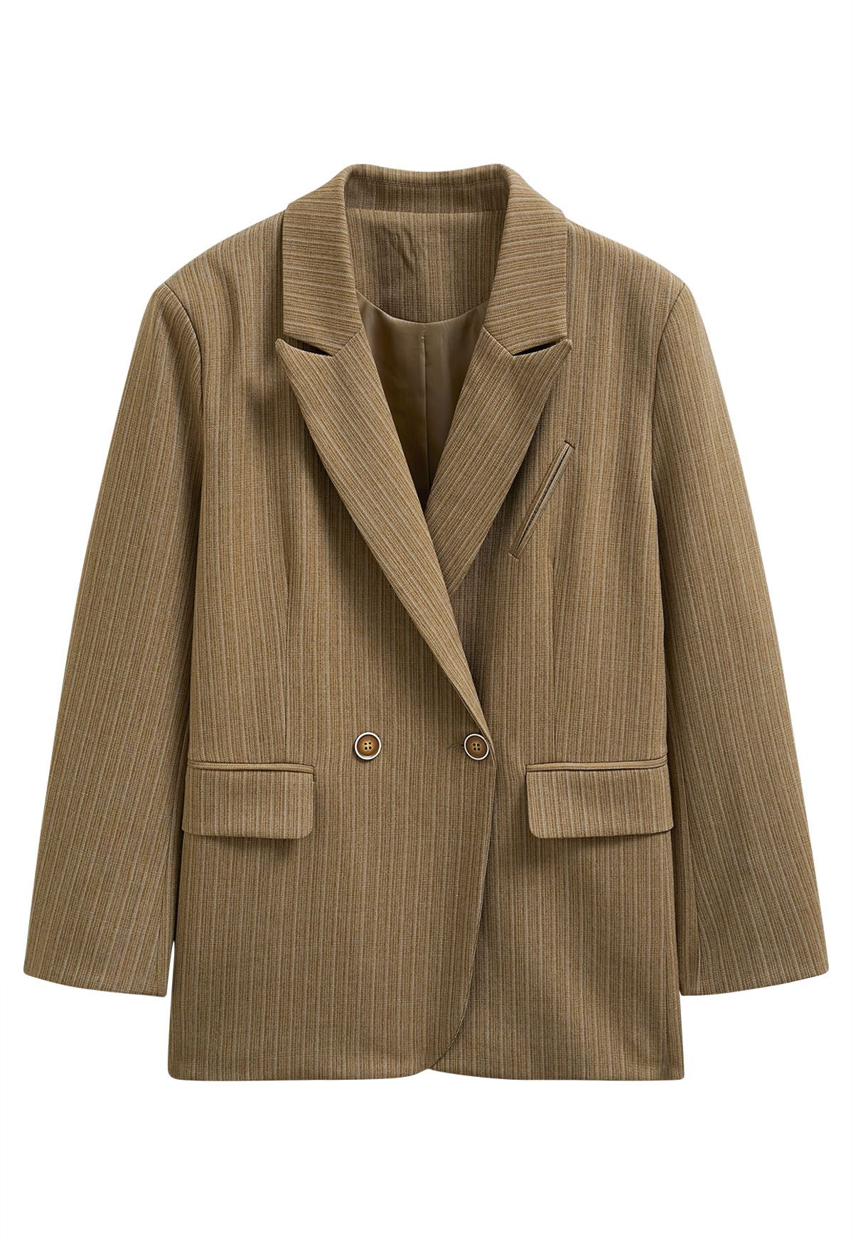 Blazer oversize con hombreras acolchadas y rayas Everlasting en color camel