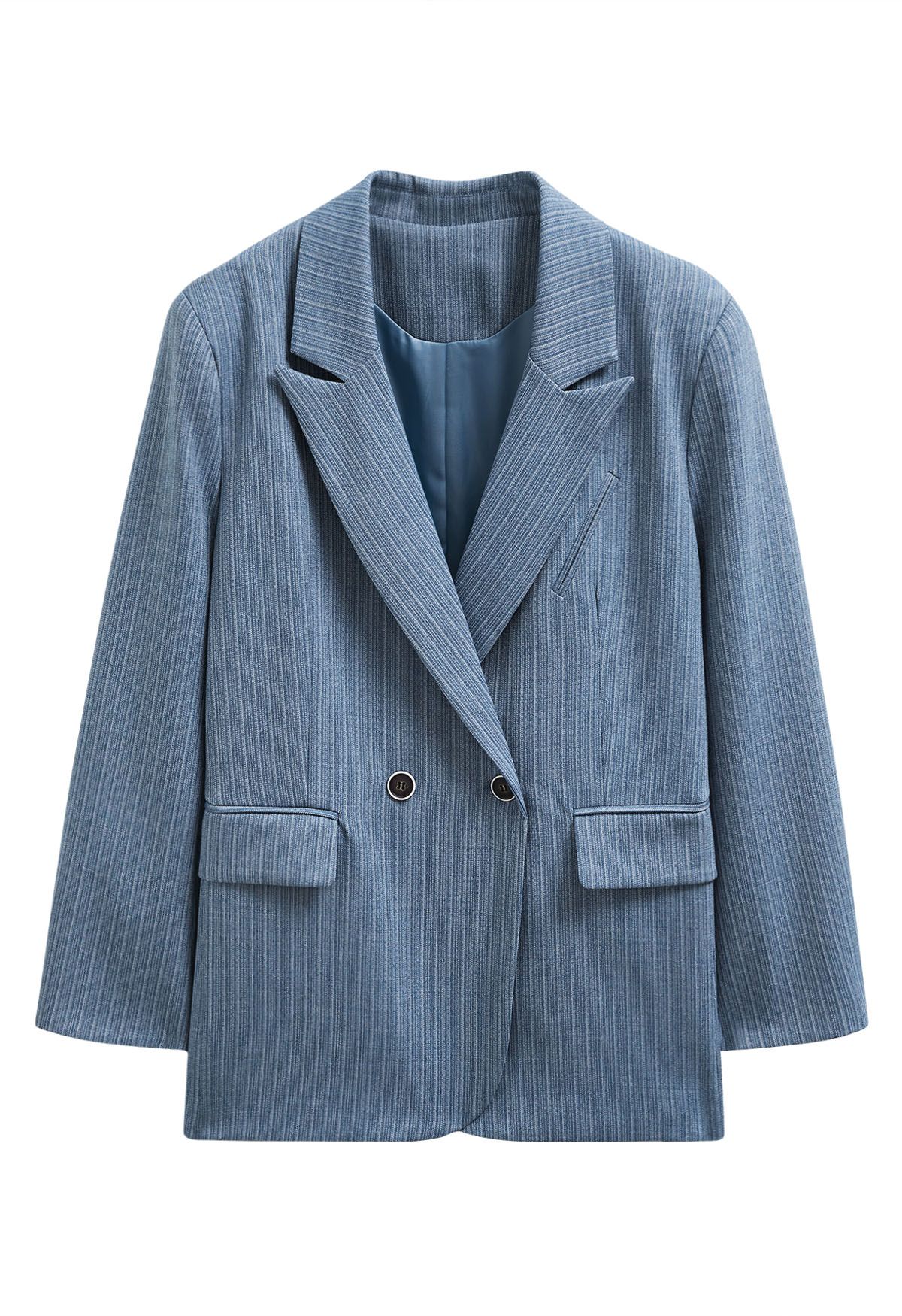 Blazer oversize con hombreras acolchadas y rayas Everlasting en azul