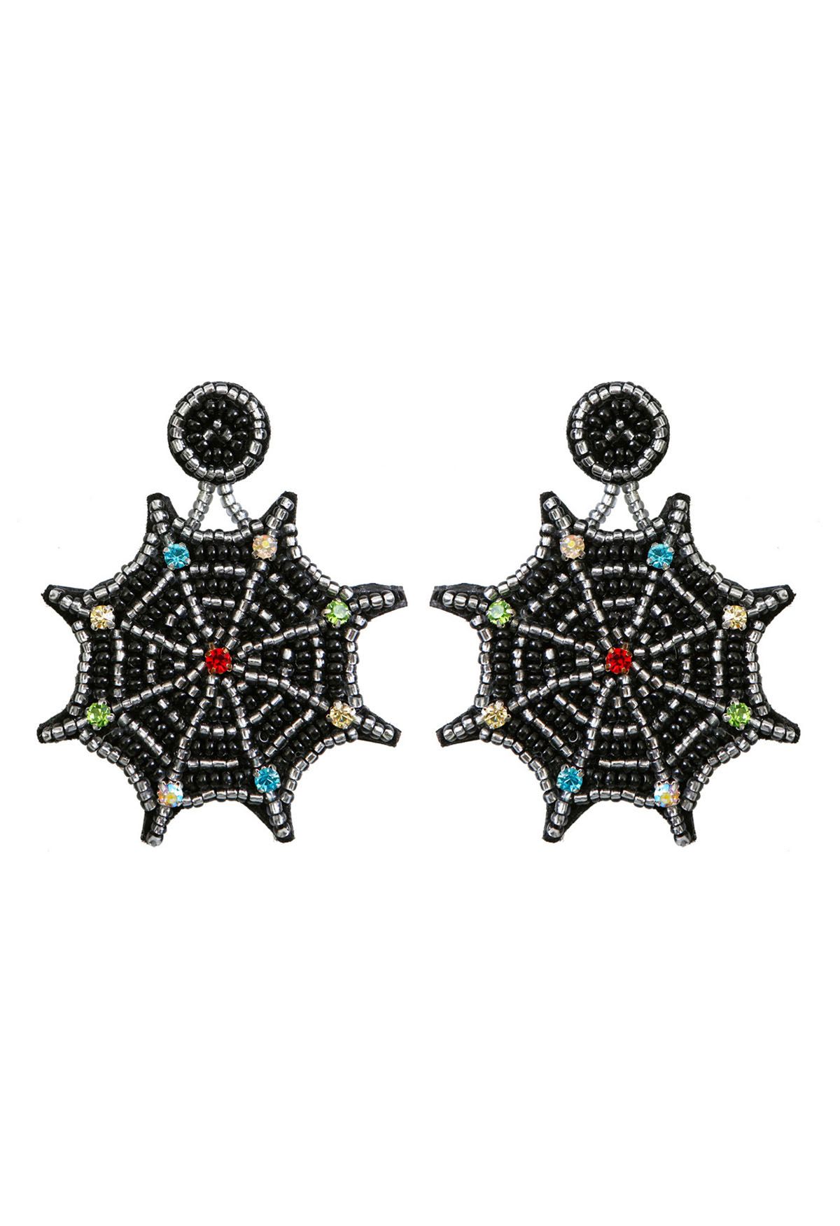 Pendientes de telaraña con diamantes de imitación multicolor