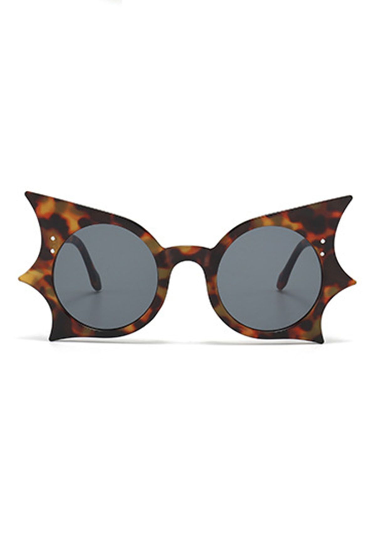 Gafas de sol de media noche con diseño de alas de murciélago y estampado de leopardo