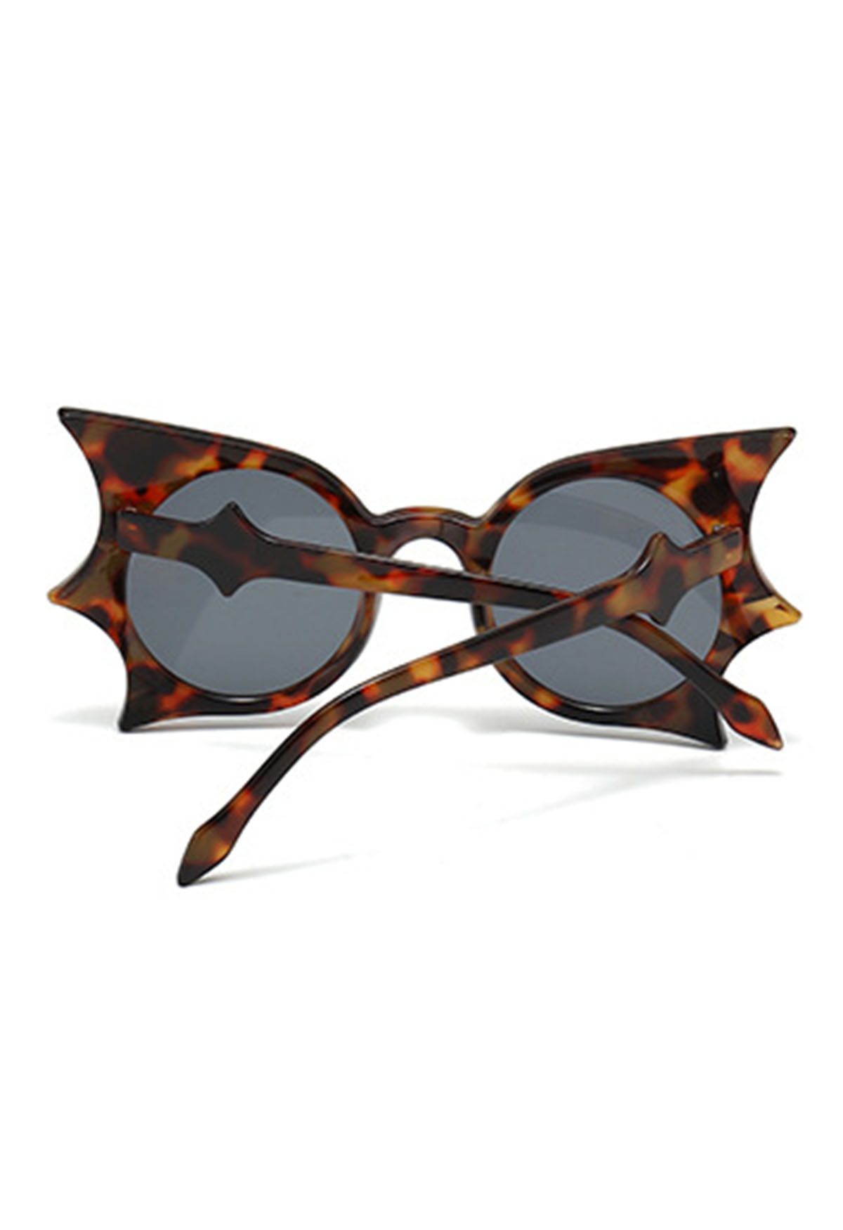 Gafas de sol de media noche con diseño de alas de murciélago y estampado de leopardo