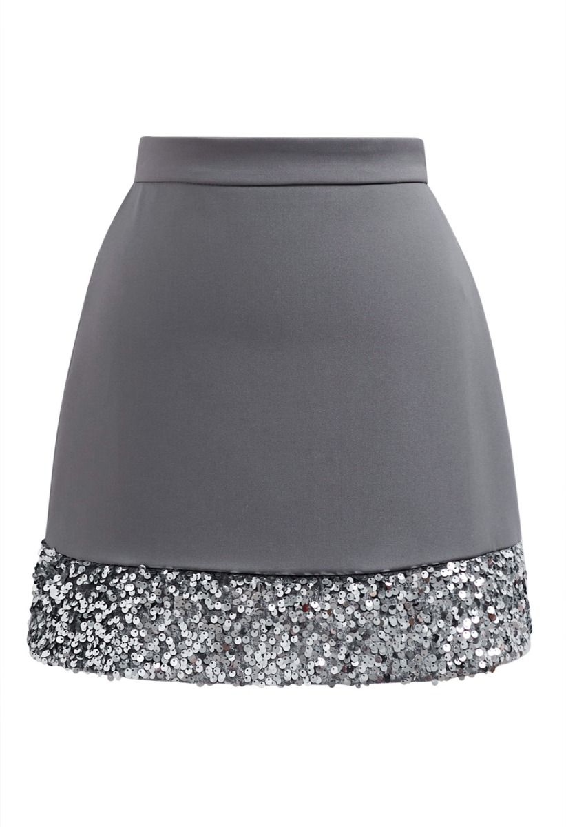 Minifalda con dobladillo de lentejuelas Shine Glamour en gris