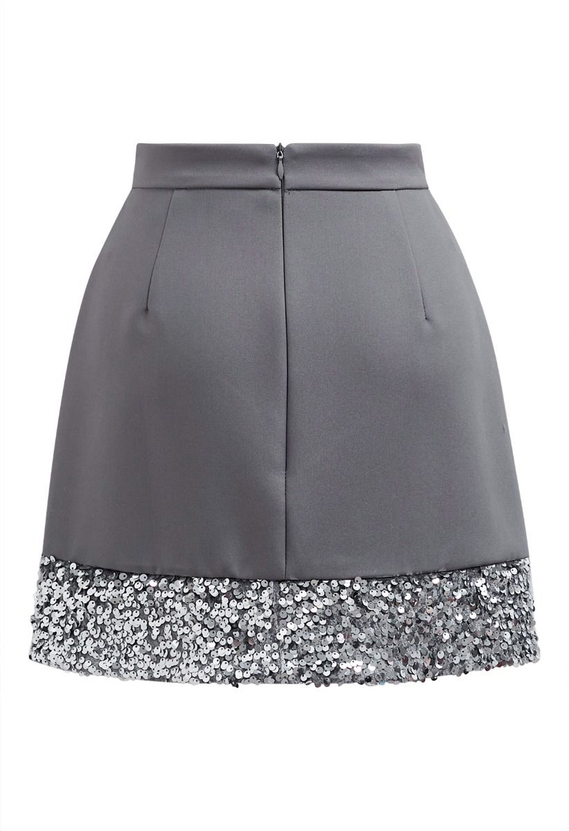 Minifalda con dobladillo de lentejuelas Shine Glamour en gris