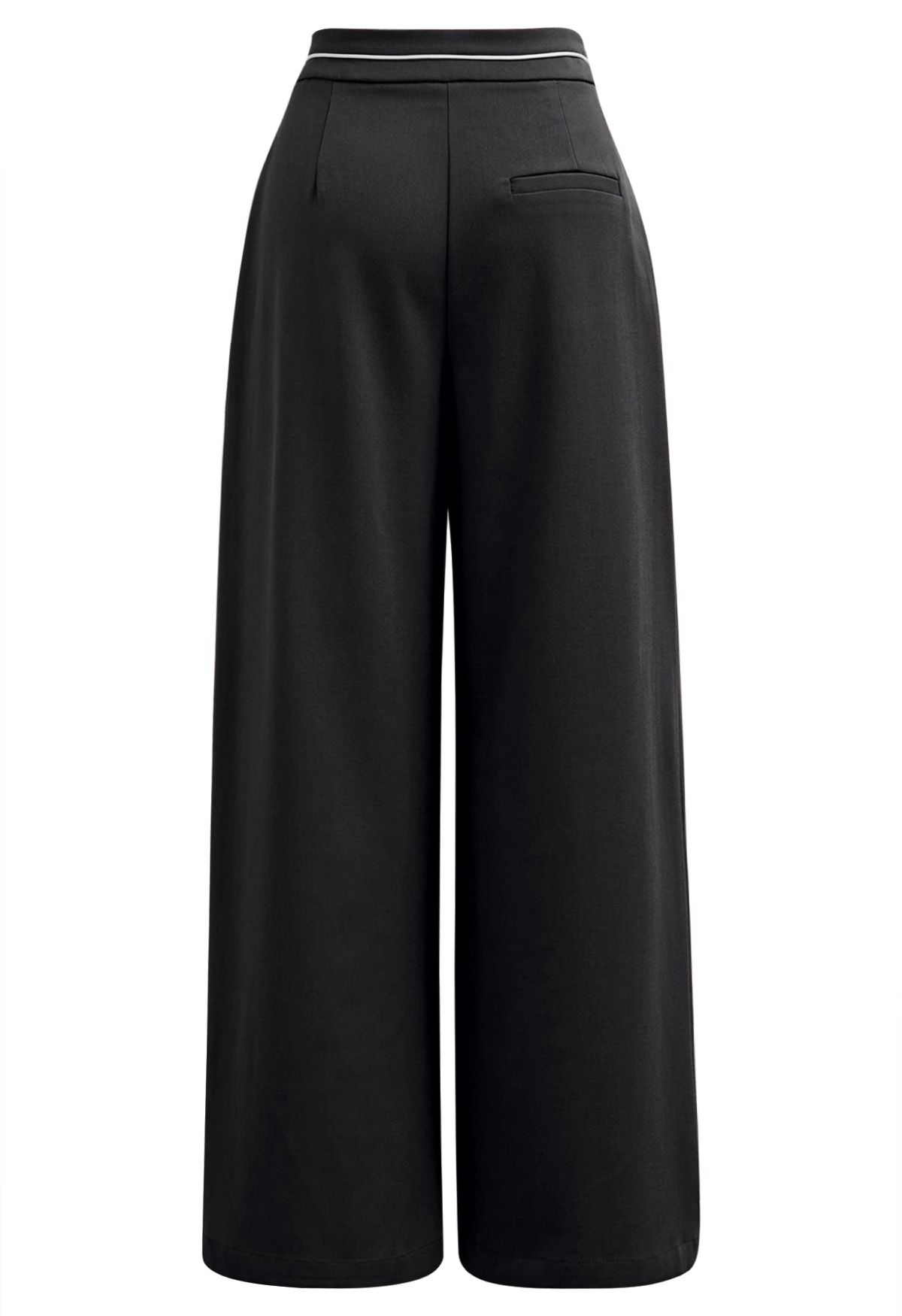 Pantalones palazzo con pliegues y botones con ribetes en contraste en negro