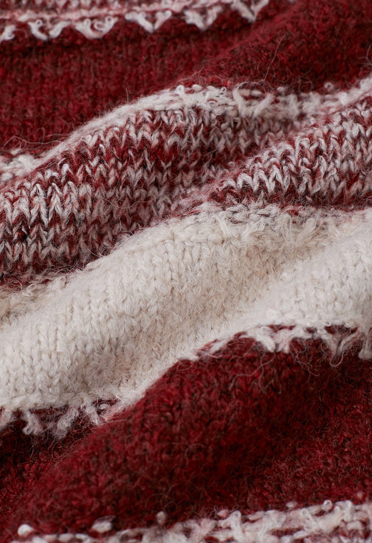 Suéter de punto corto con rayas Fair Isle en rojo