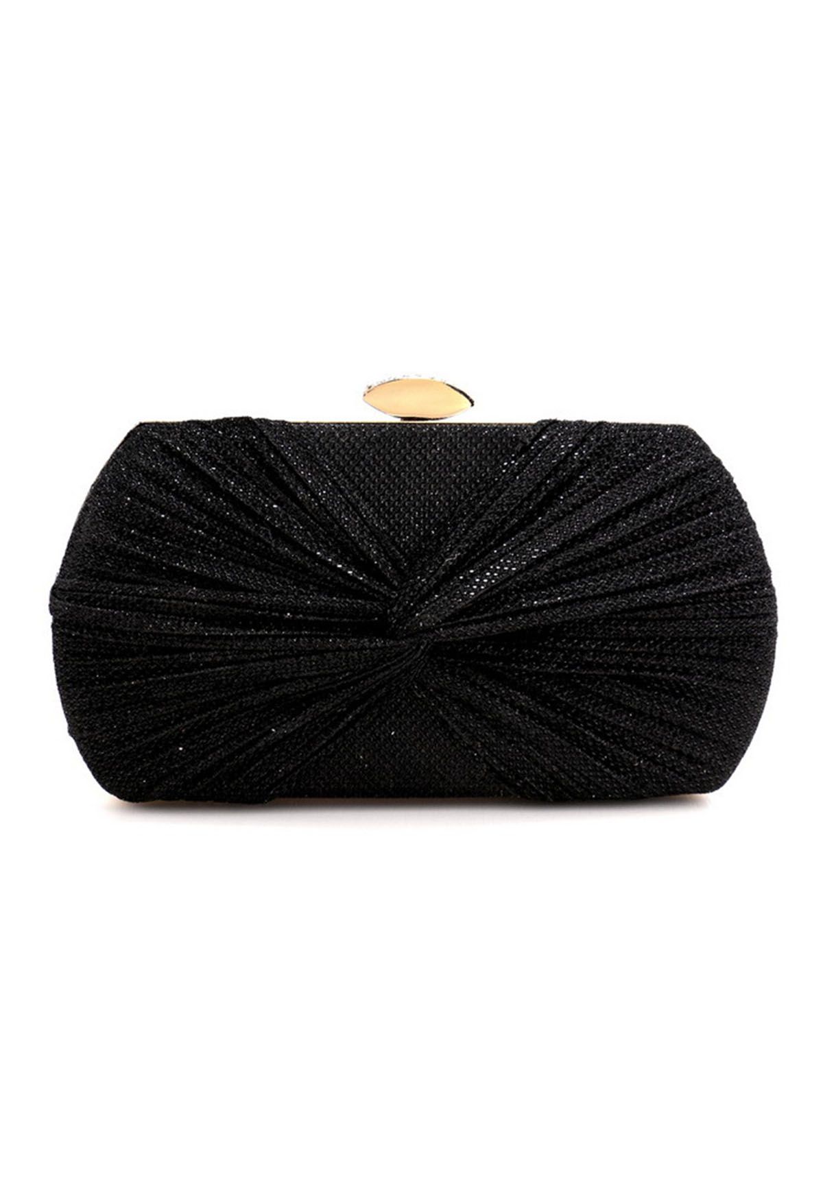 Cartera de mano con nudo Shining Gift en color negro