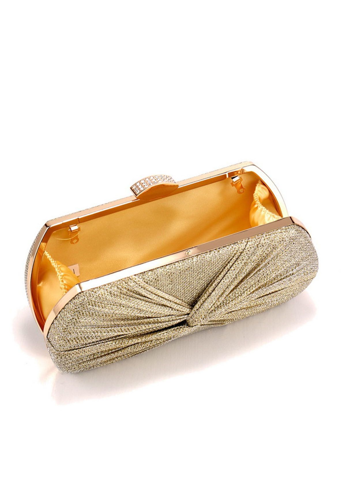 Cartera de mano con nudo de Shining Gift en dorado