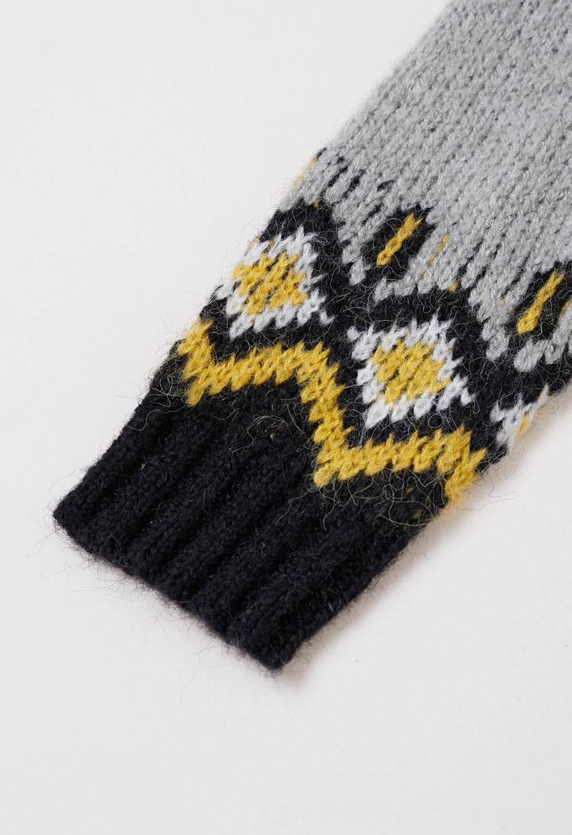 Suéter de punto Fair Isle de Nordic Charm en gris