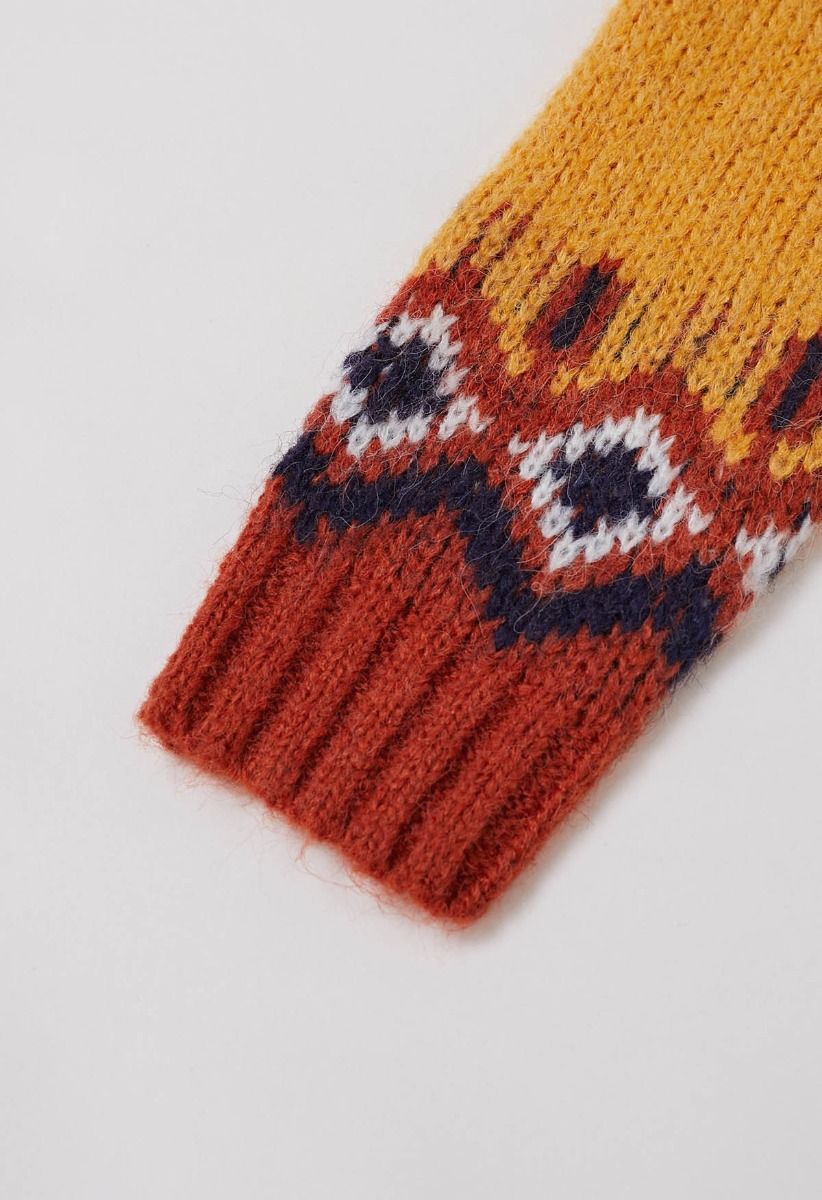 Suéter de punto Fair Isle de Nordic Charm en color naranja