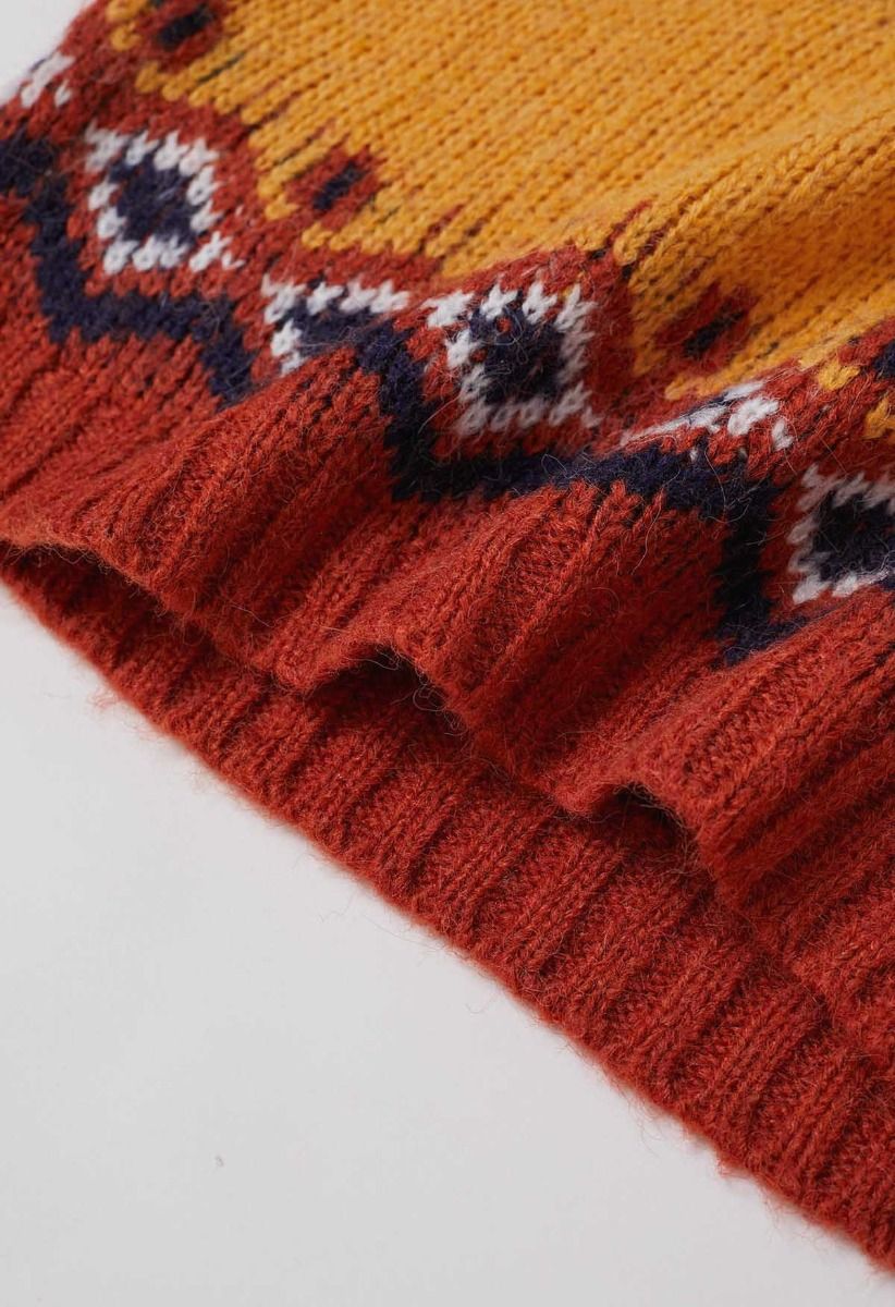 Suéter de punto Fair Isle de Nordic Charm en color naranja