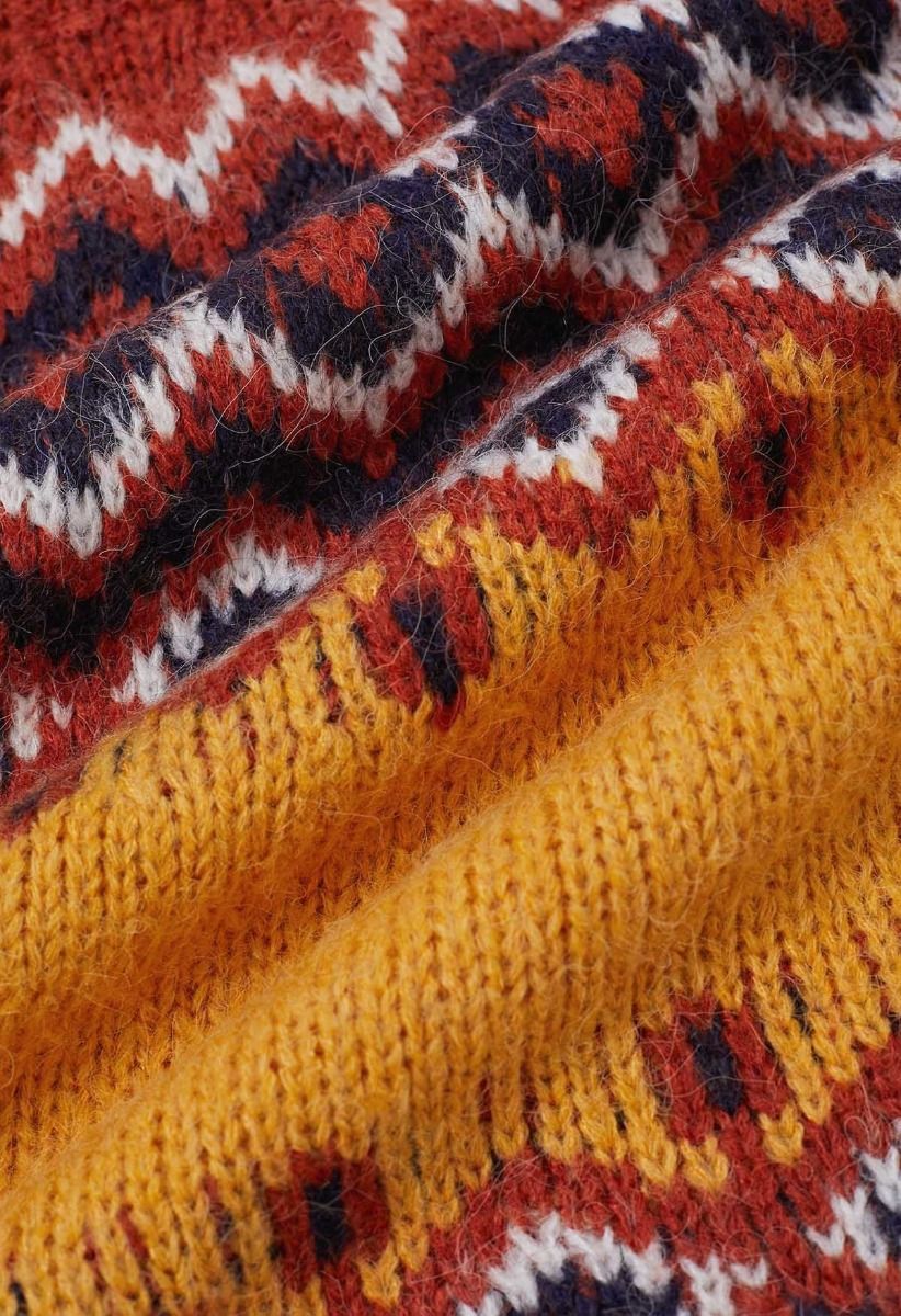 Suéter de punto Fair Isle de Nordic Charm en color naranja