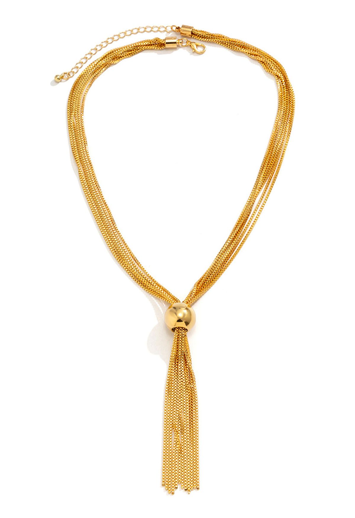 Collar de borlas multicapa en oro