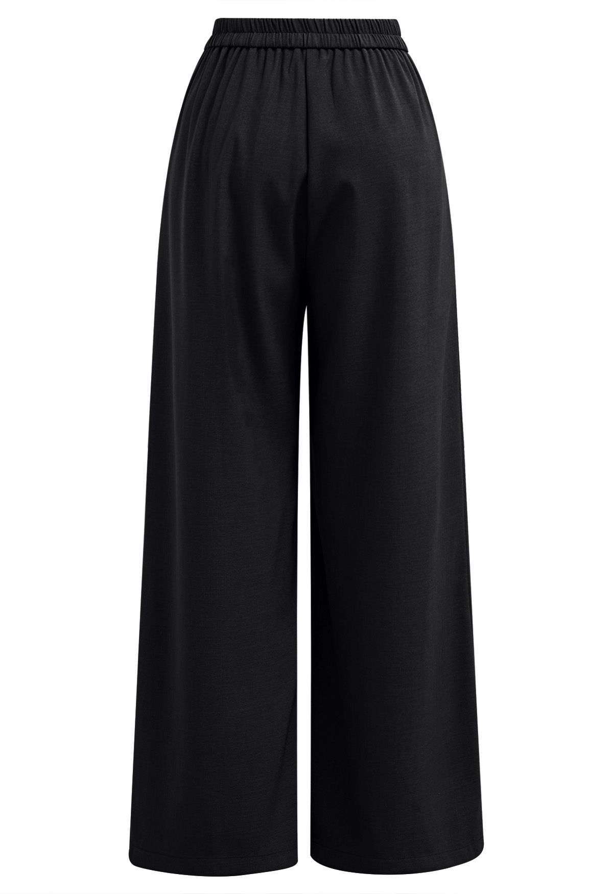 Pantalones palazzo con pliegues y botones, de estilo elegante y sencillo, en color negro