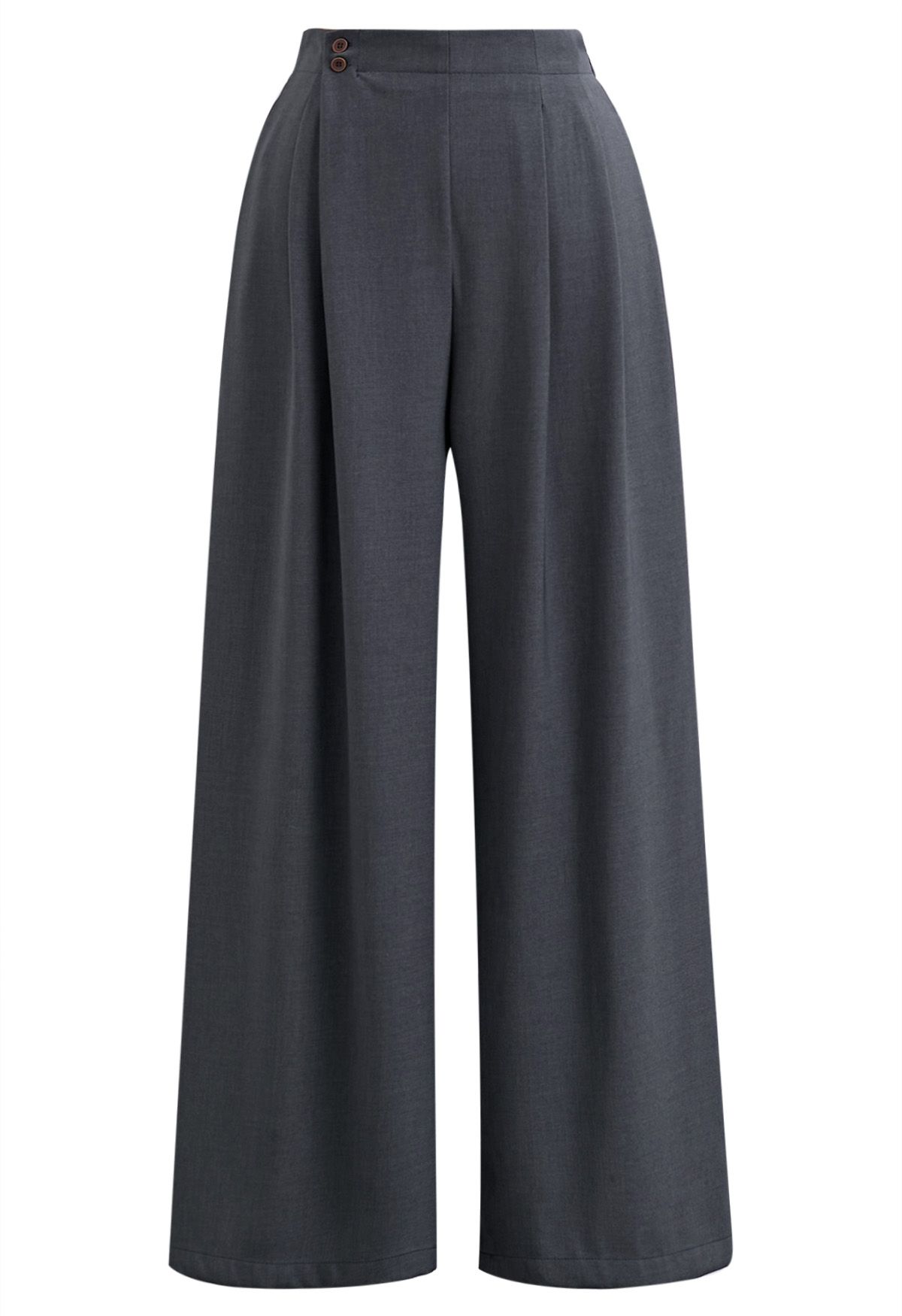 Pantalones palazzo con pliegues y botones, de estilo elegante y sencillo, en gris