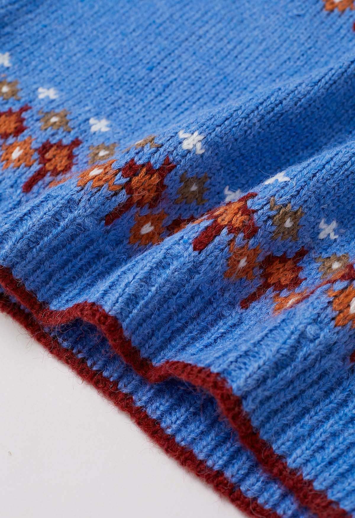 Suéter de punto Fair Isle de Snowflake Wonderland en azul