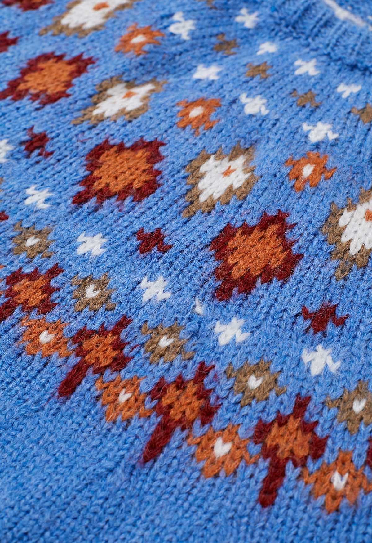 Suéter de punto Fair Isle de Snowflake Wonderland en azul