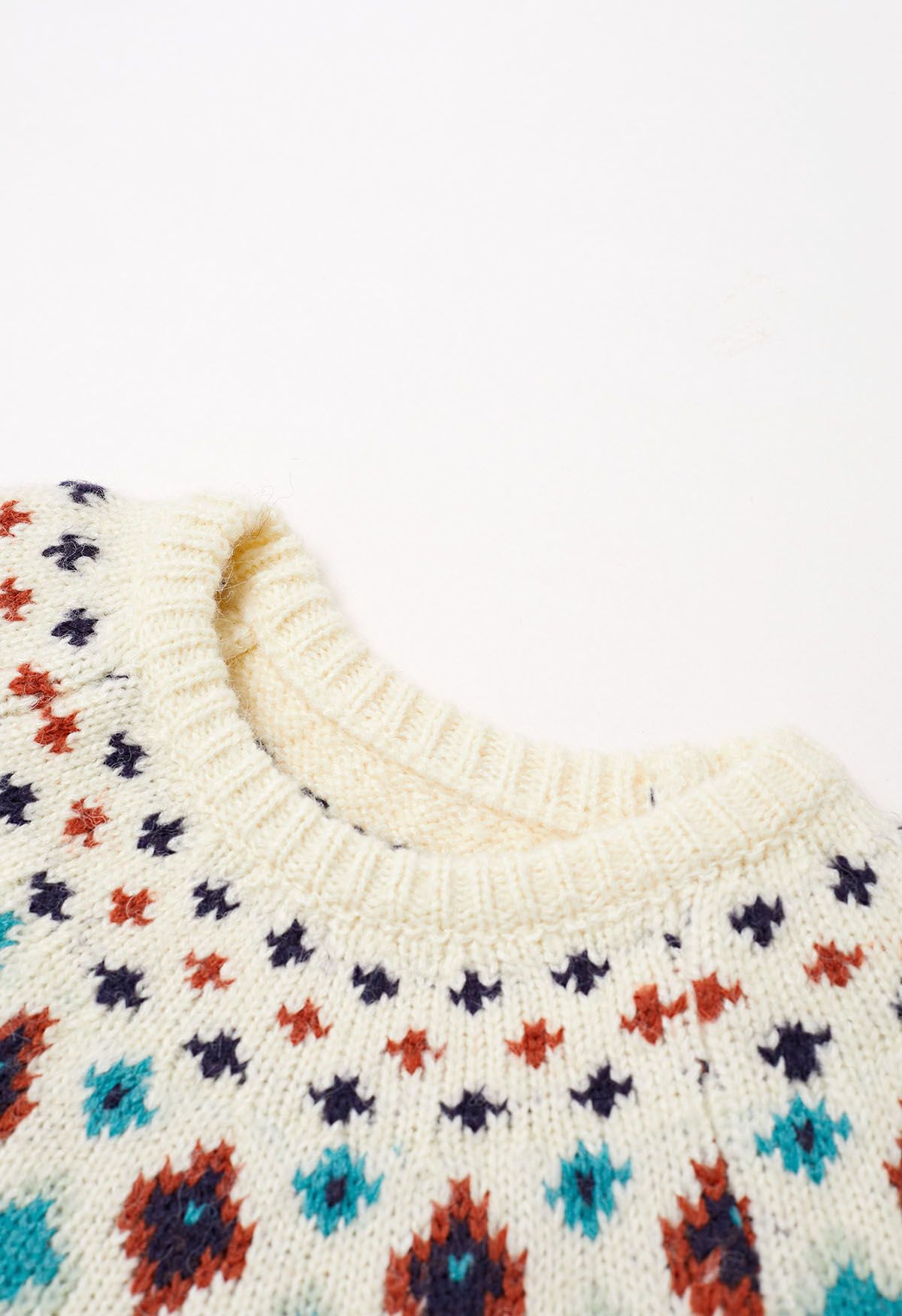 Suéter de punto Fair Isle de Snowflake Wonderland en color crema