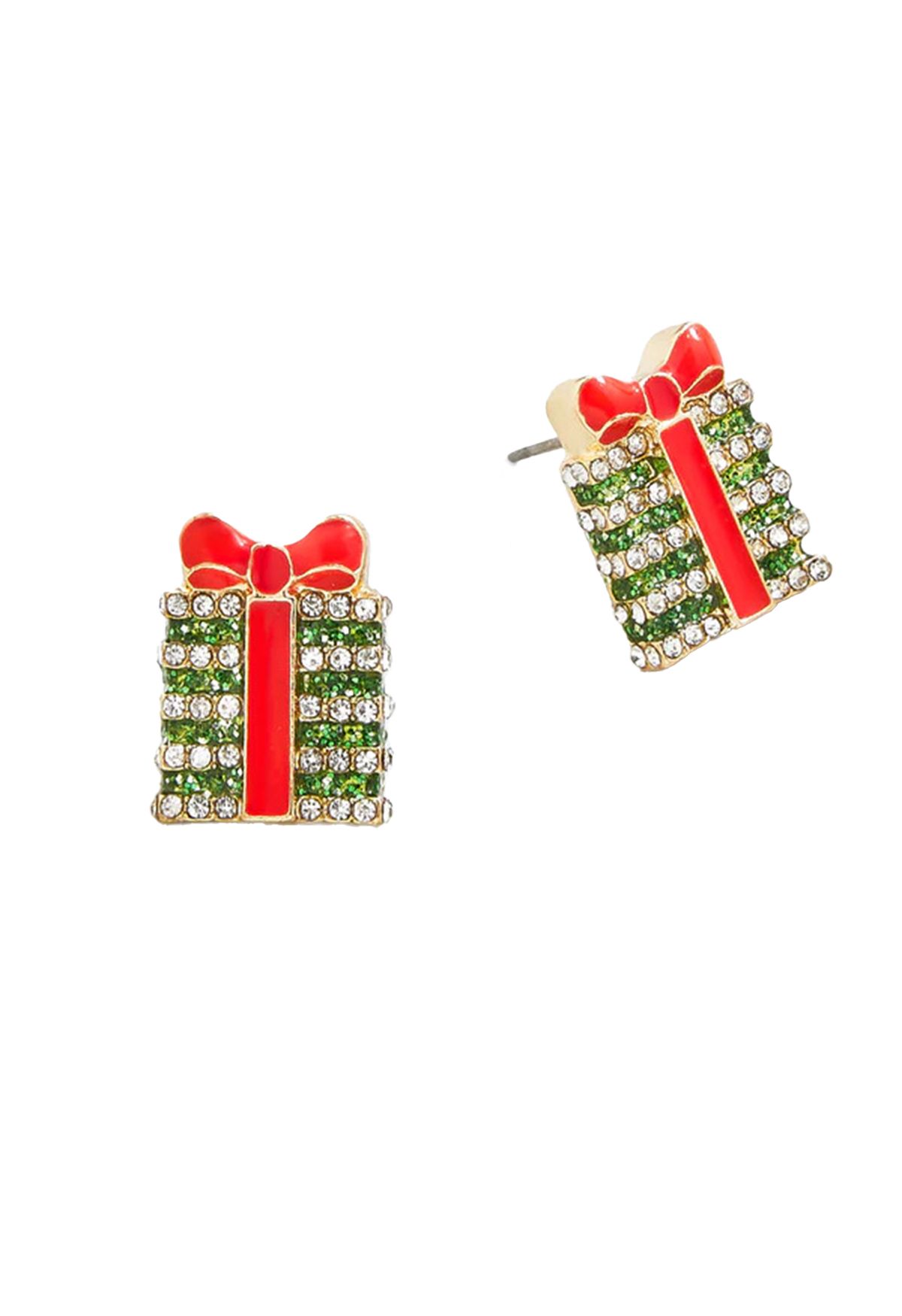 Pendientes de diamantes de imitación con caja de regalo de Navidad