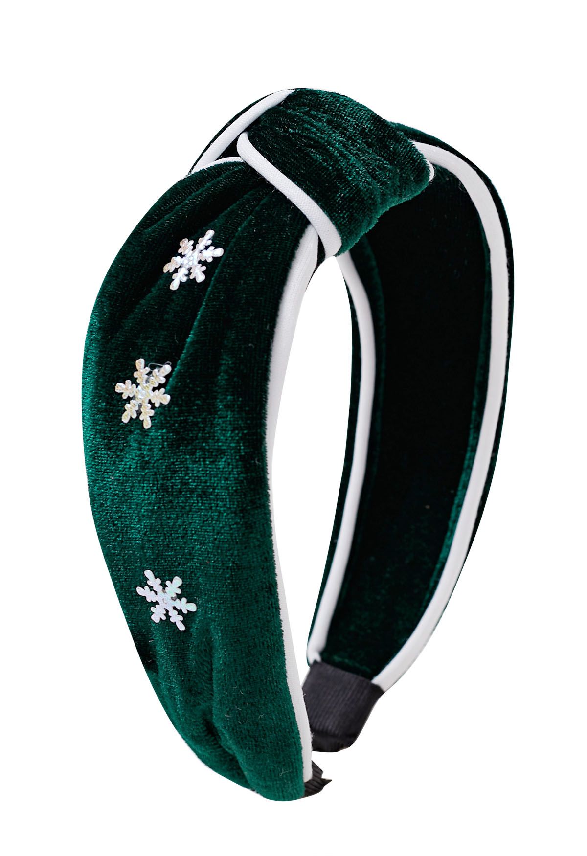 Contrast Snowflake Velvet Knotted Headband