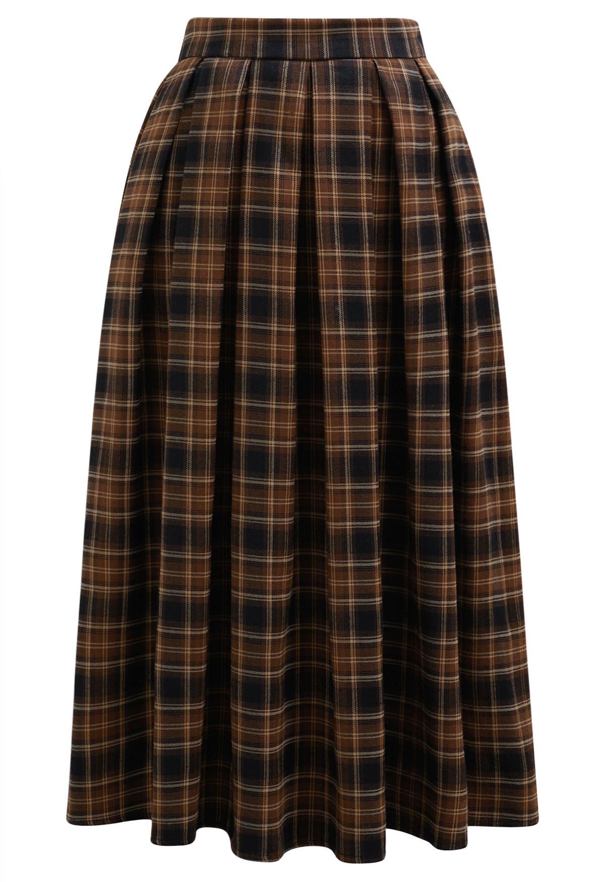 Iconic Aspect Plaid Pattern Pleated Midi Skirt