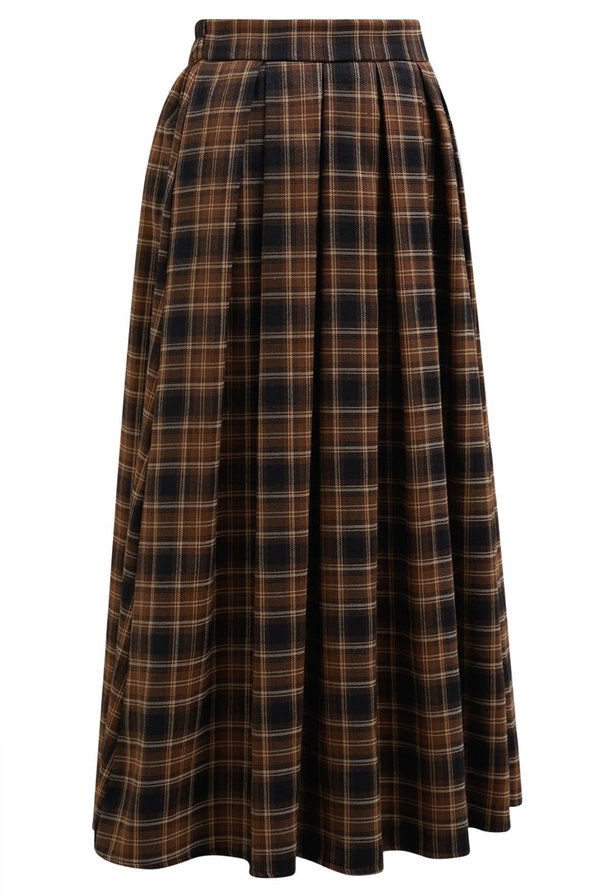 Iconic Aspect Plaid Pattern Pleated Midi Skirt