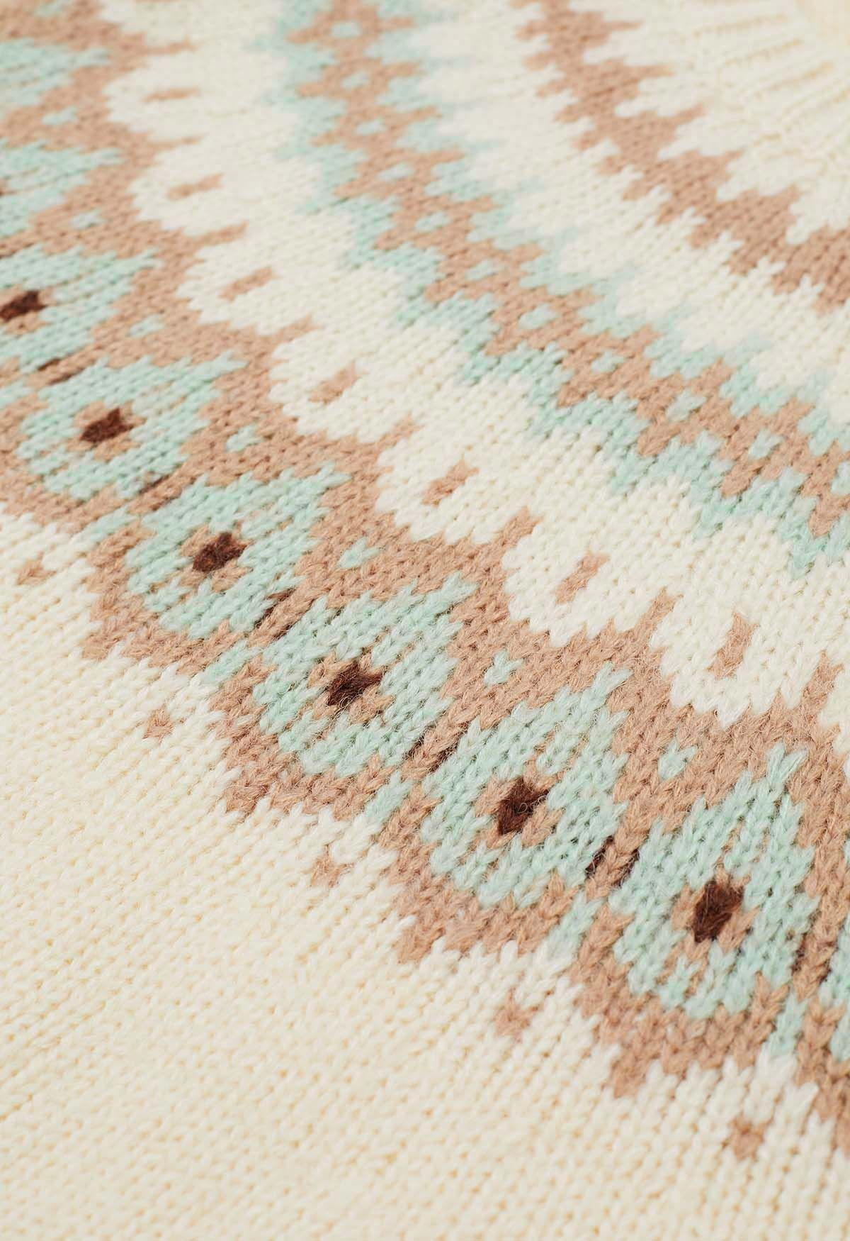 Suéter de punto Fair Isle con gotas de agua en color crema