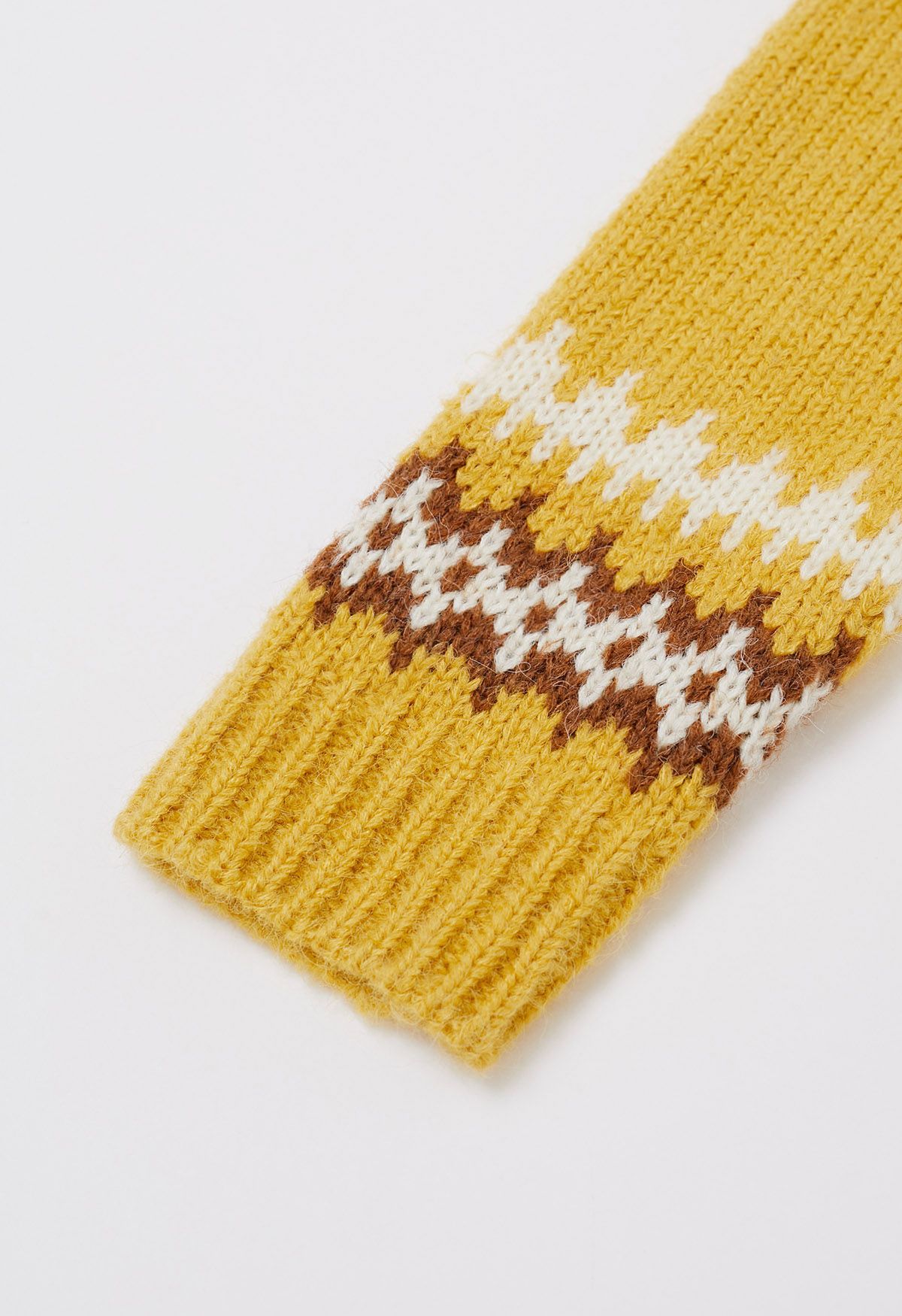 Suéter de punto Fair Isle con gotas de agua divertido en amarillo