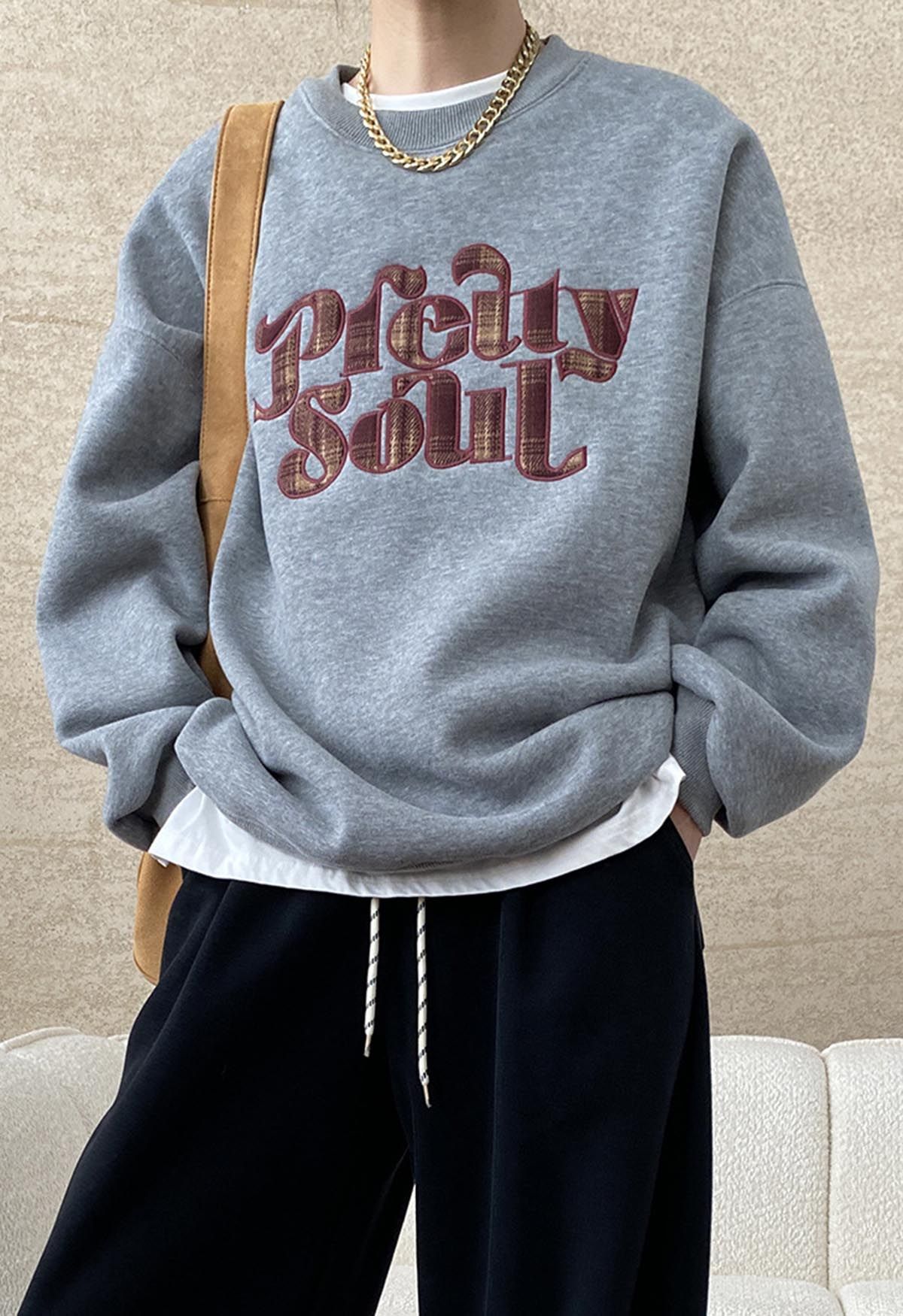 Sudadera extragrande con forro polar de Pretty Soul en color gris