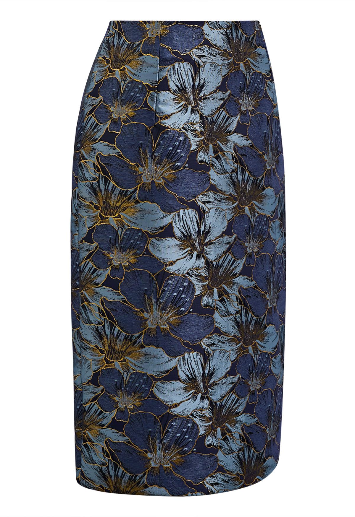 Falda midi de tubo de jacquard Bloom de Opulent