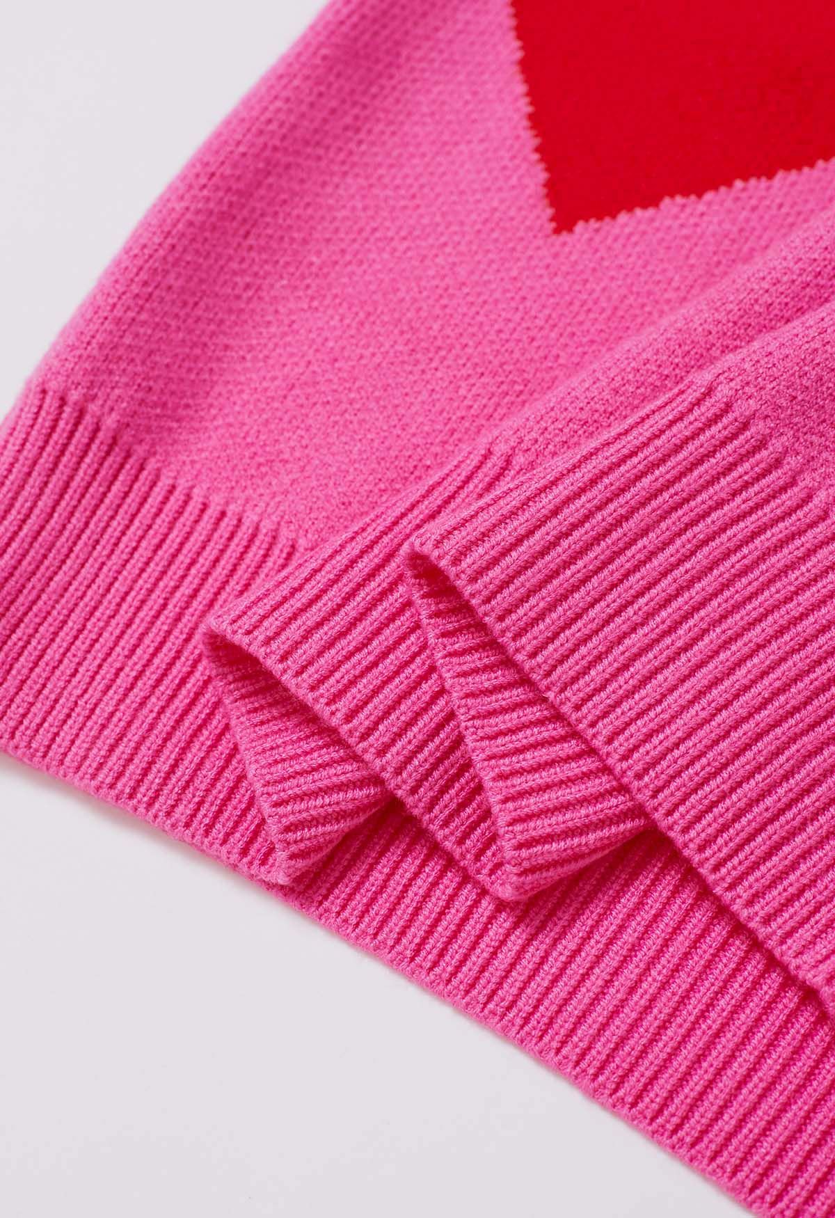 Suéter de punto con cuello redondo Soulful Heart en rosa intenso