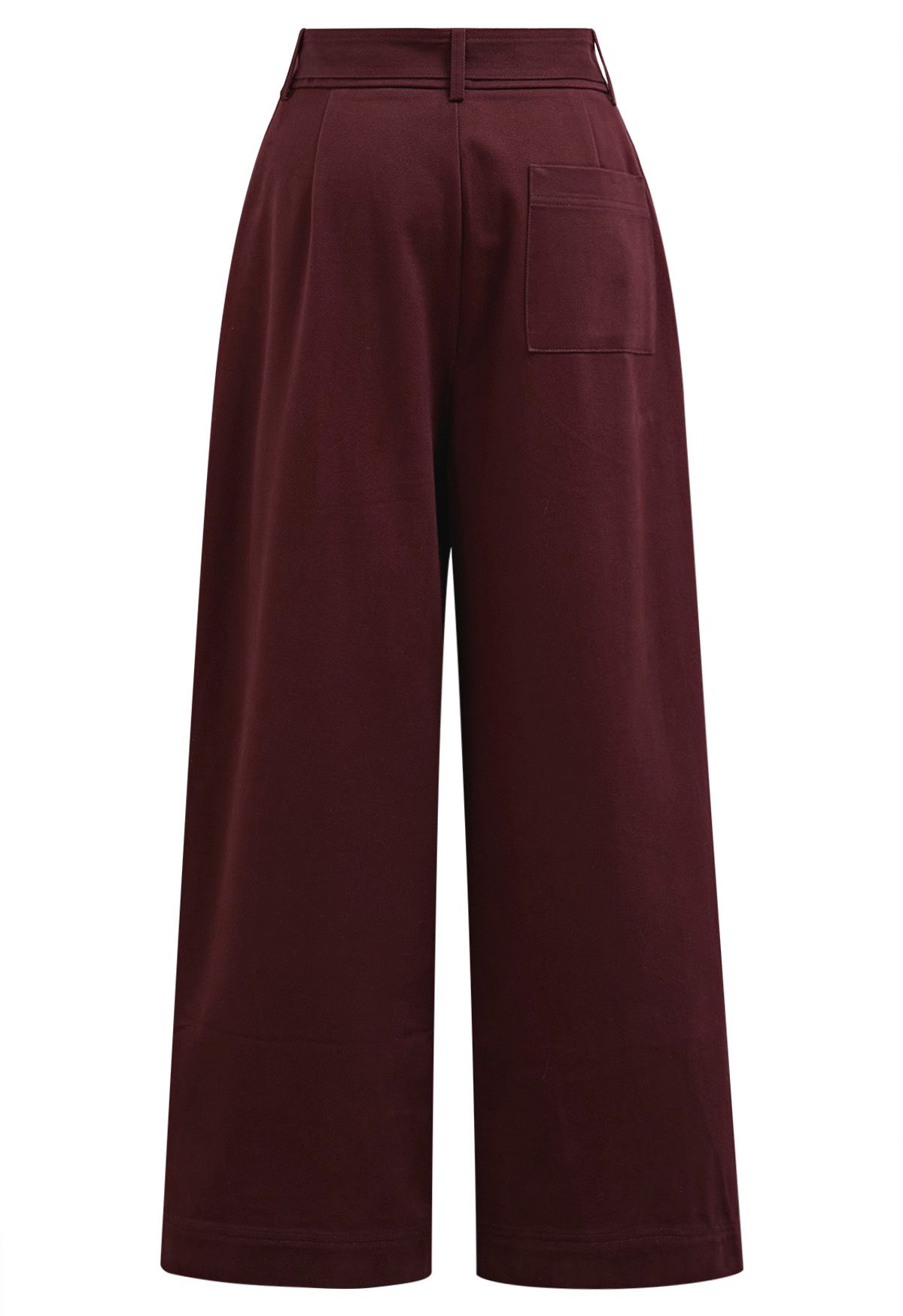 Pantalones anchos con pliegues y cinturón de estilo urbano e informal en color burdeos