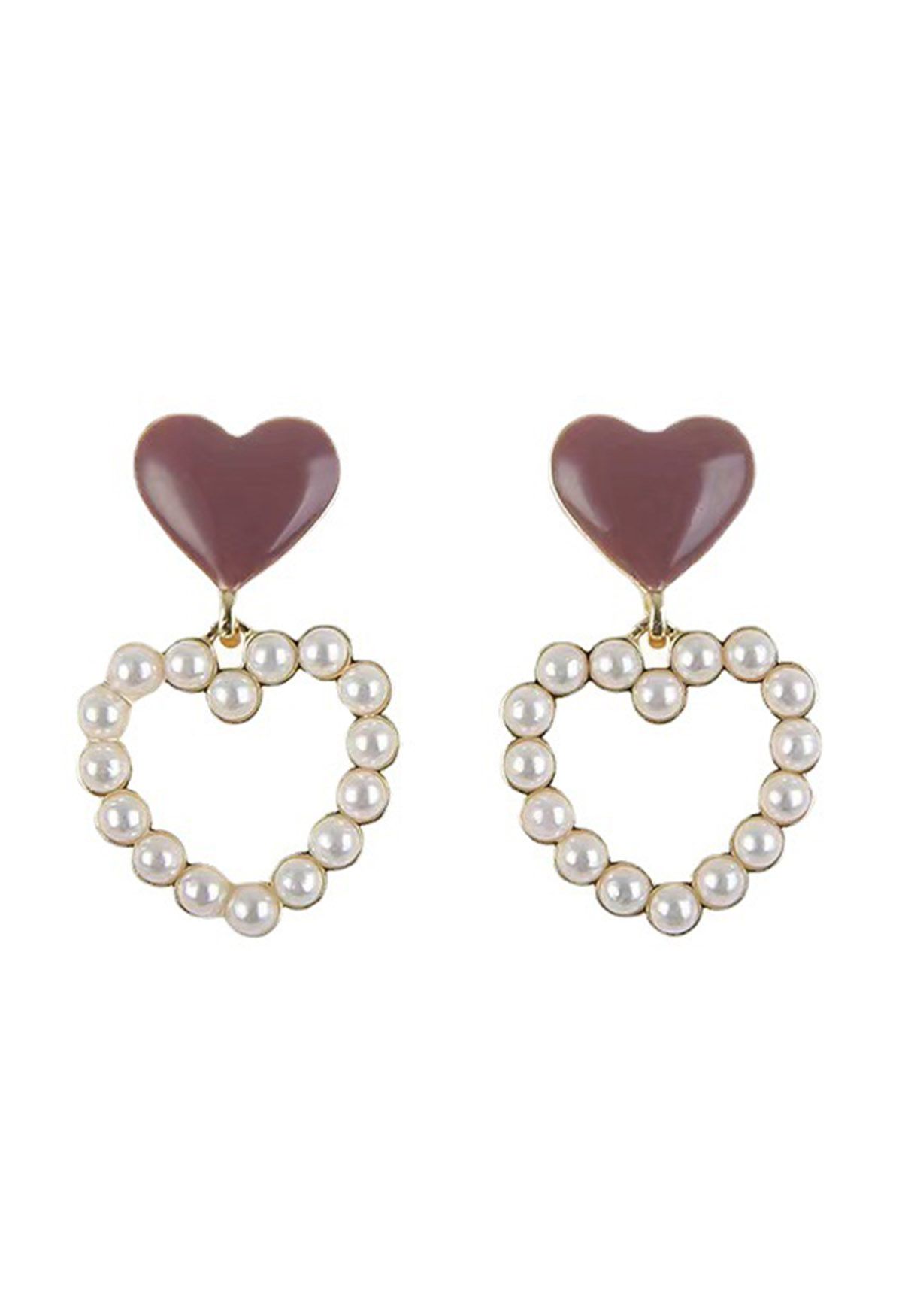 Aretes colgantes de corazones dobles