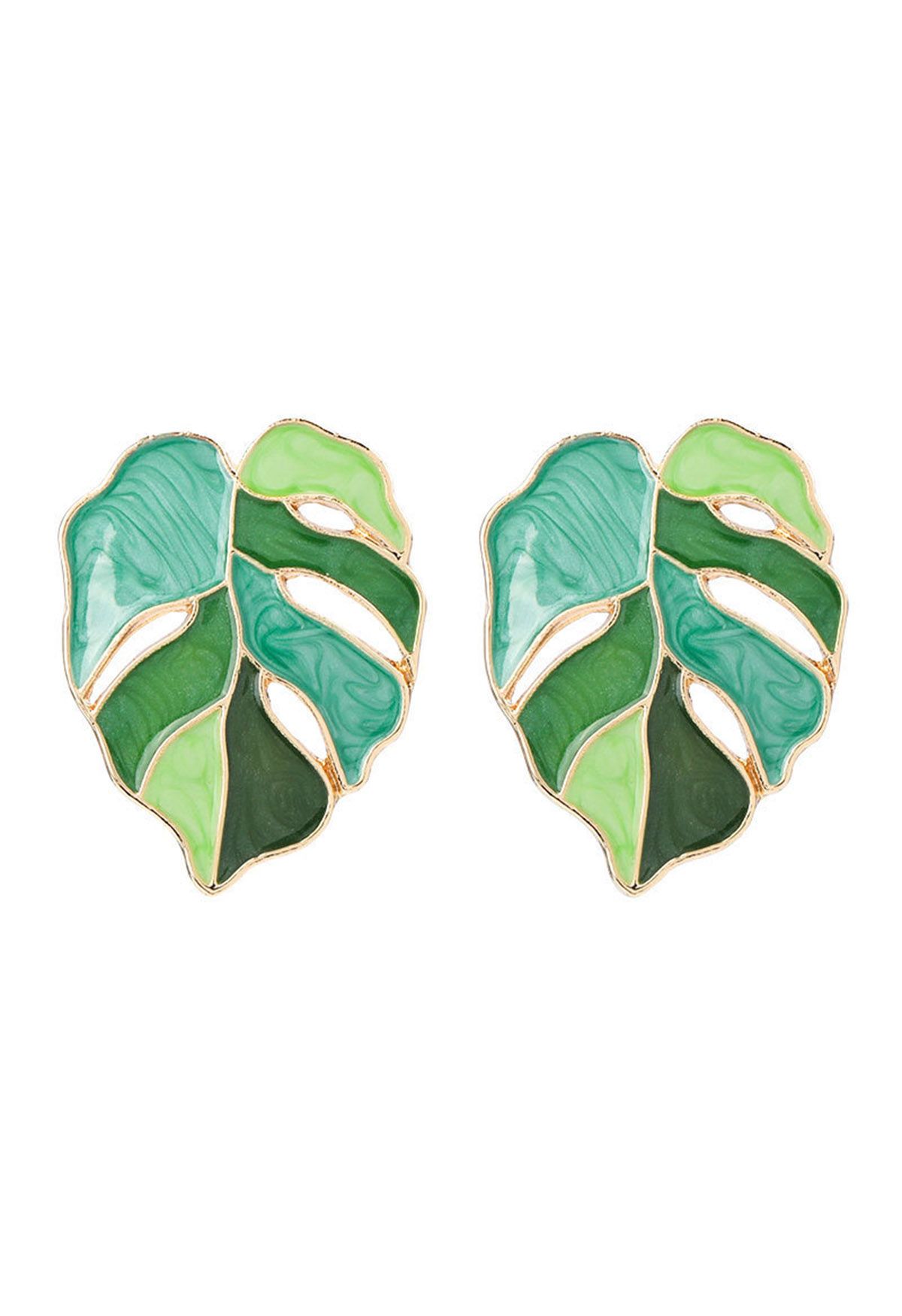 Pendientes de hoja verde