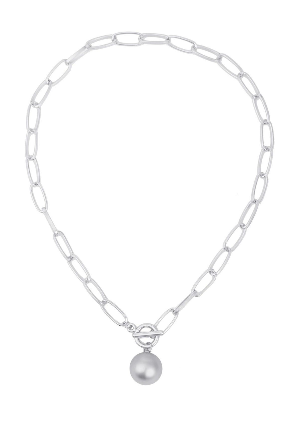 Collar Cadena Oval Bola Plata