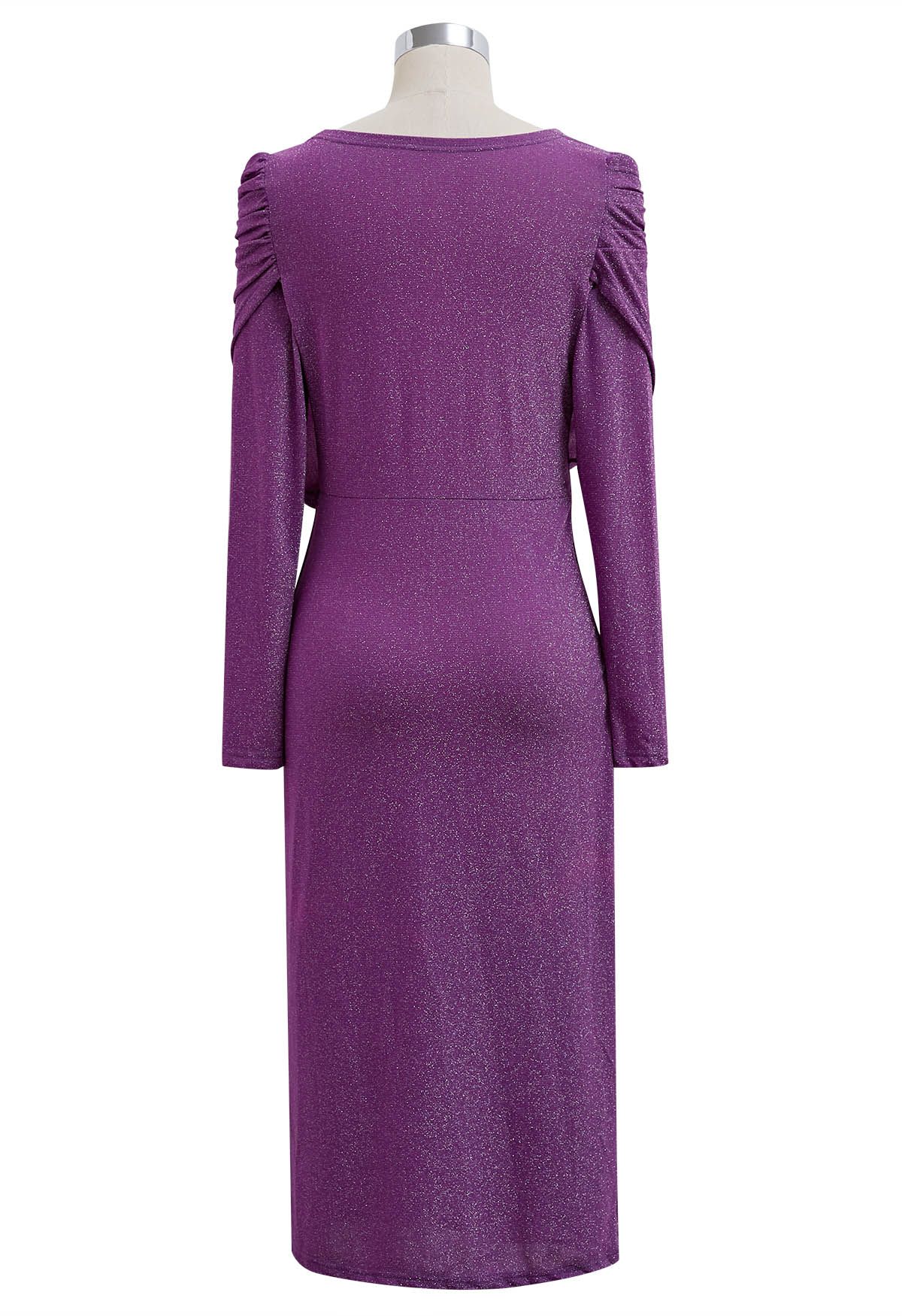 Vestido midi de dos piezas con efecto falso Shimmery Thread en color morado