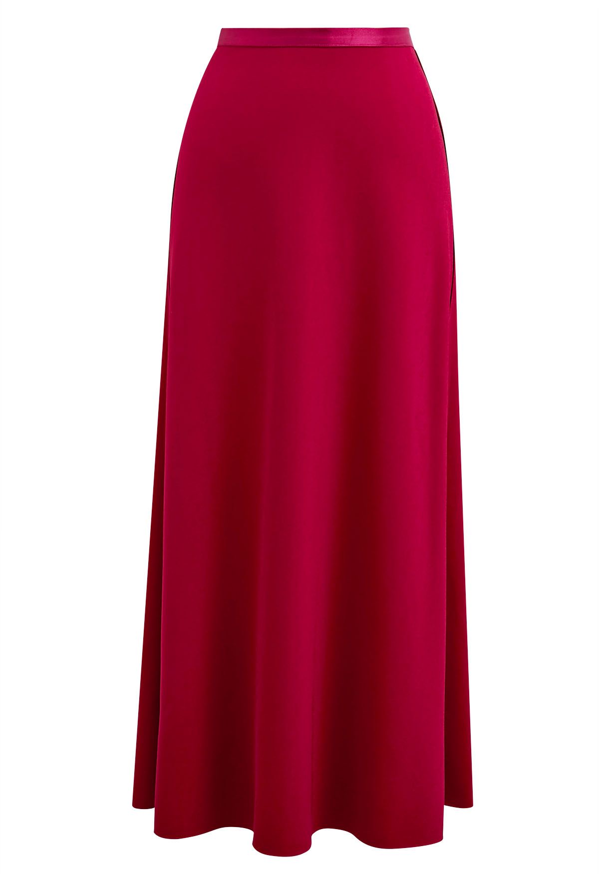 Sleeky Elastic Waist Maxi Skirt in Magenta