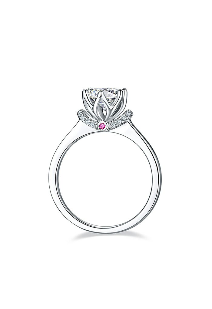Anillo de diamantes Moissanite de decoración de joyería rosa