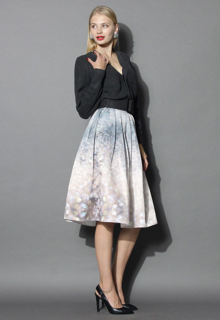 Glorious Sparkles Print Midi Skirt
