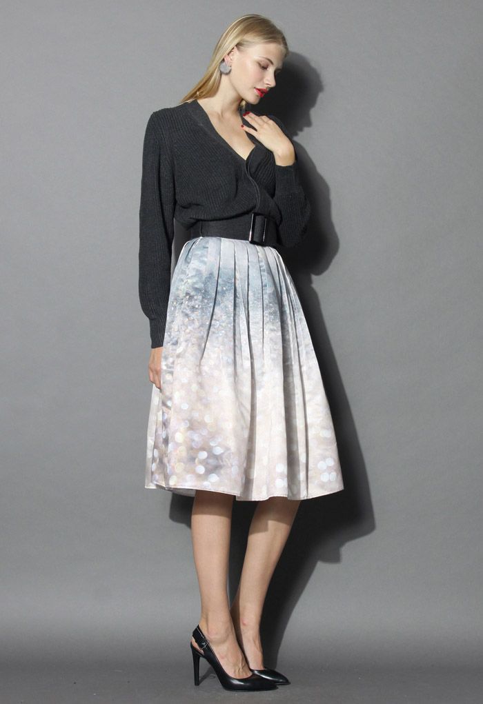 Glorious Sparkles Print Midi Skirt