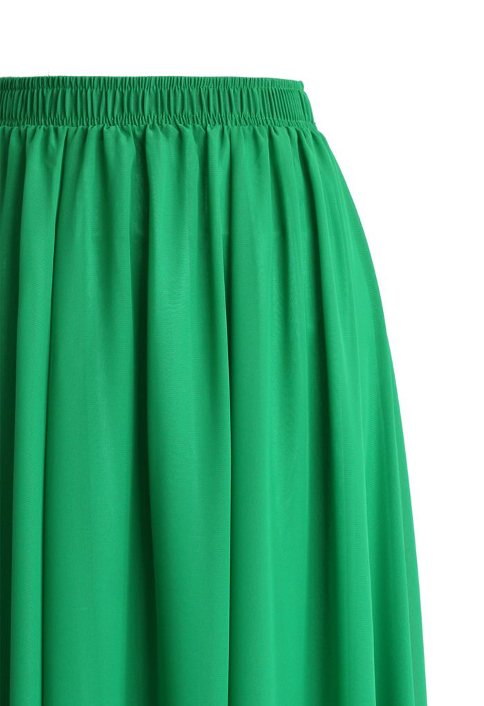 Maxi Falda Chifón Color Verde Esmeralda - Indie Unique Fashion