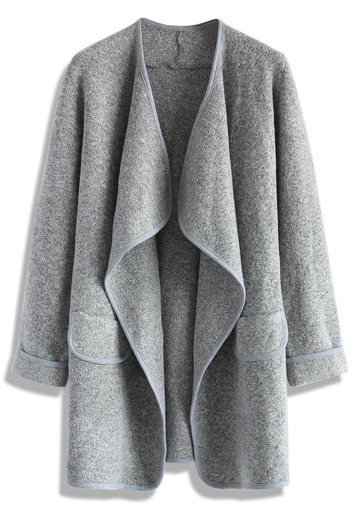 Abrigo abierto recién tejido en gris