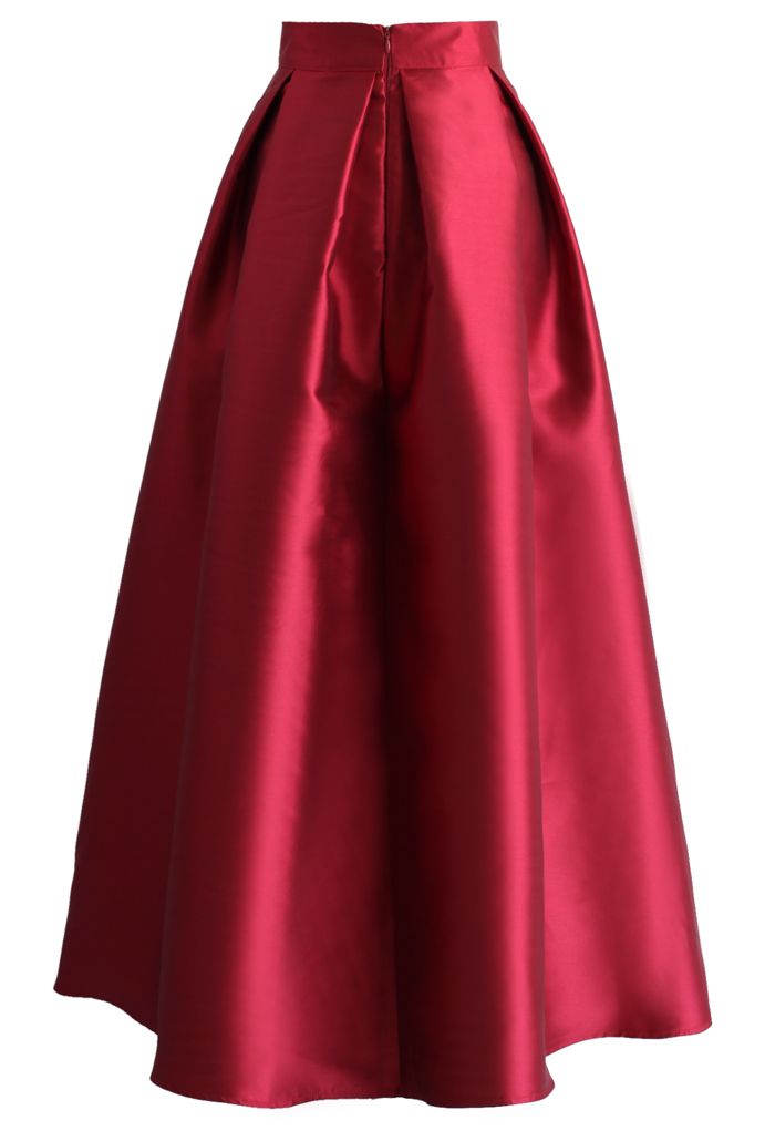 Falda larga plisada bowknot en rojo