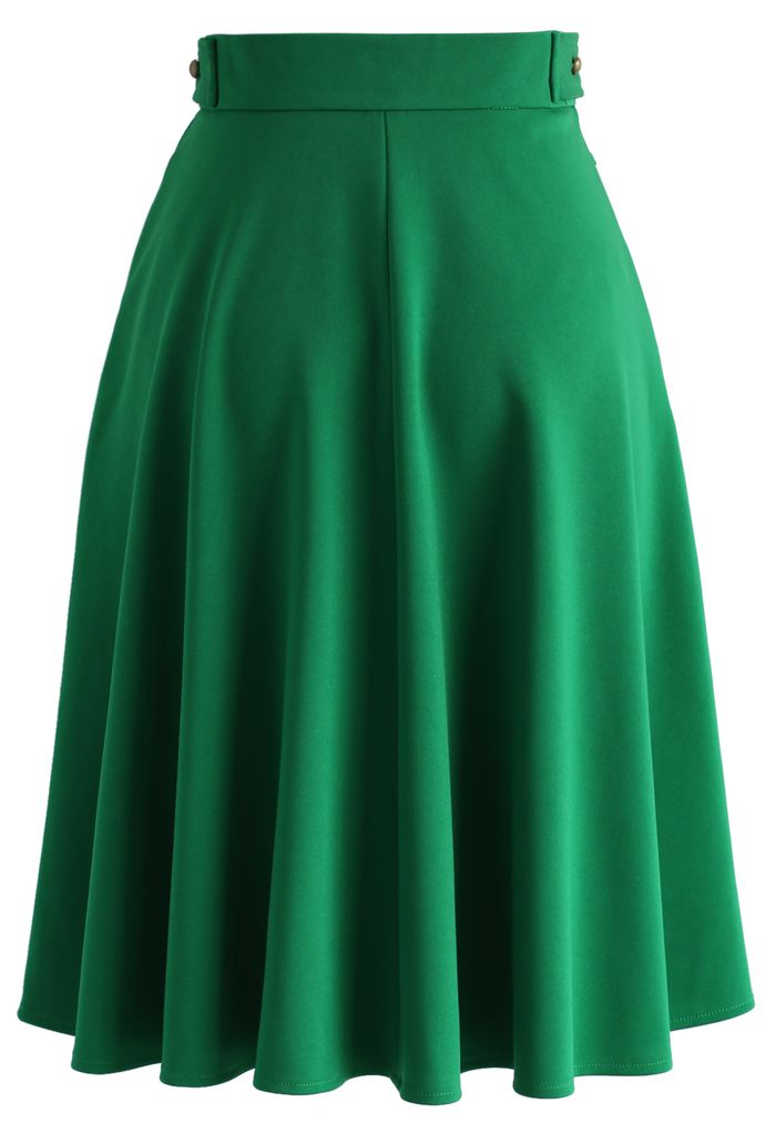 Falda Básica Línea A en Color Verde Esmeralda